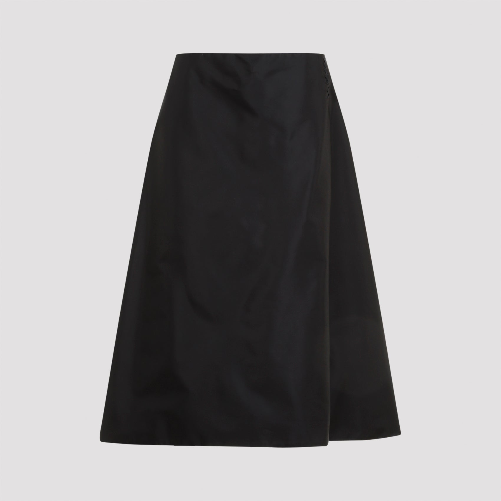 Black Marni polyamide midi skirt with A-line silhouette, front view