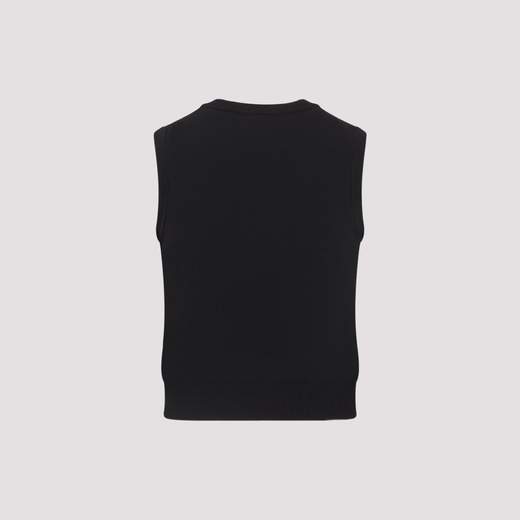 Black Celine sleeveless wool top, back view