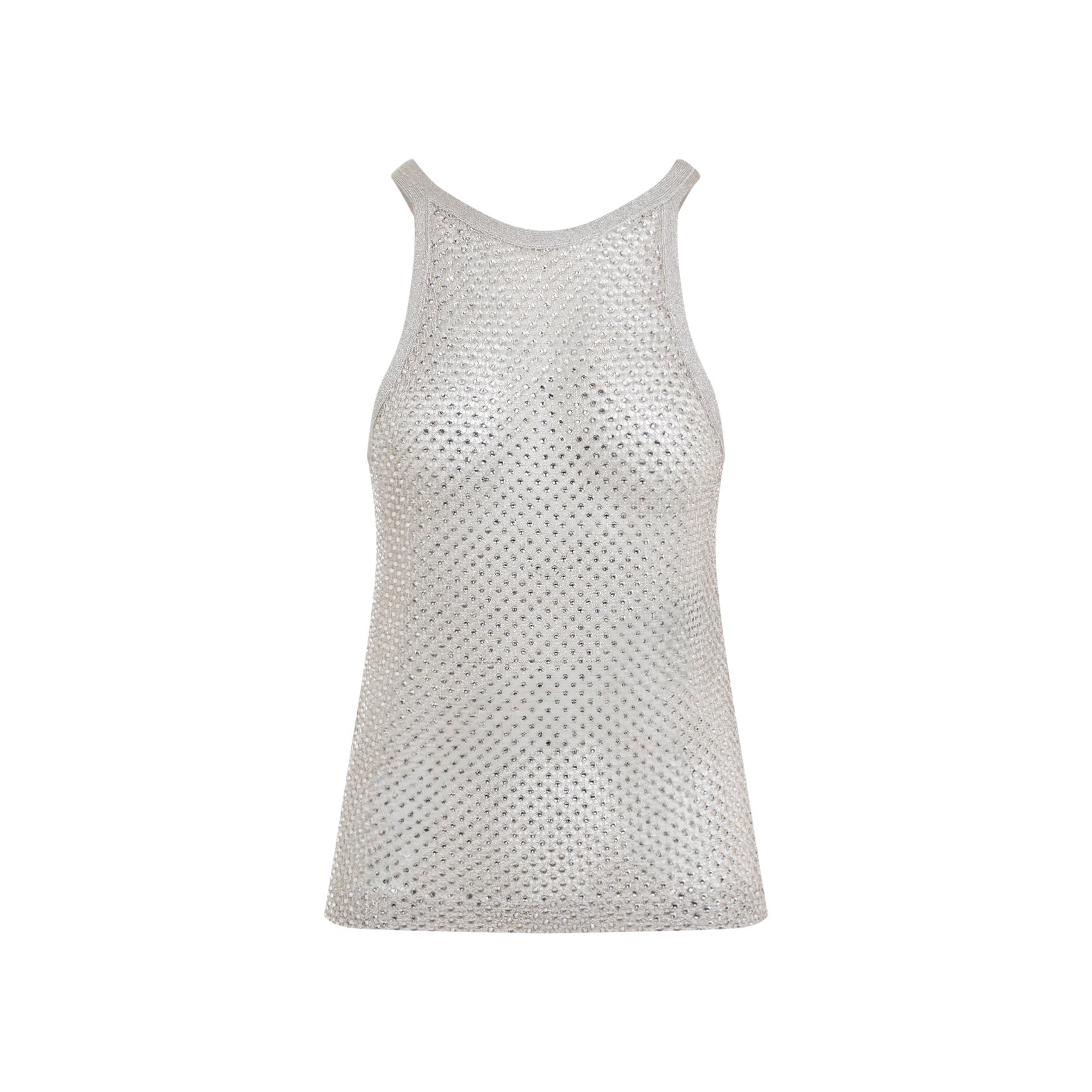 Beige Tom Ford lurex knit top with halter neckline, side view