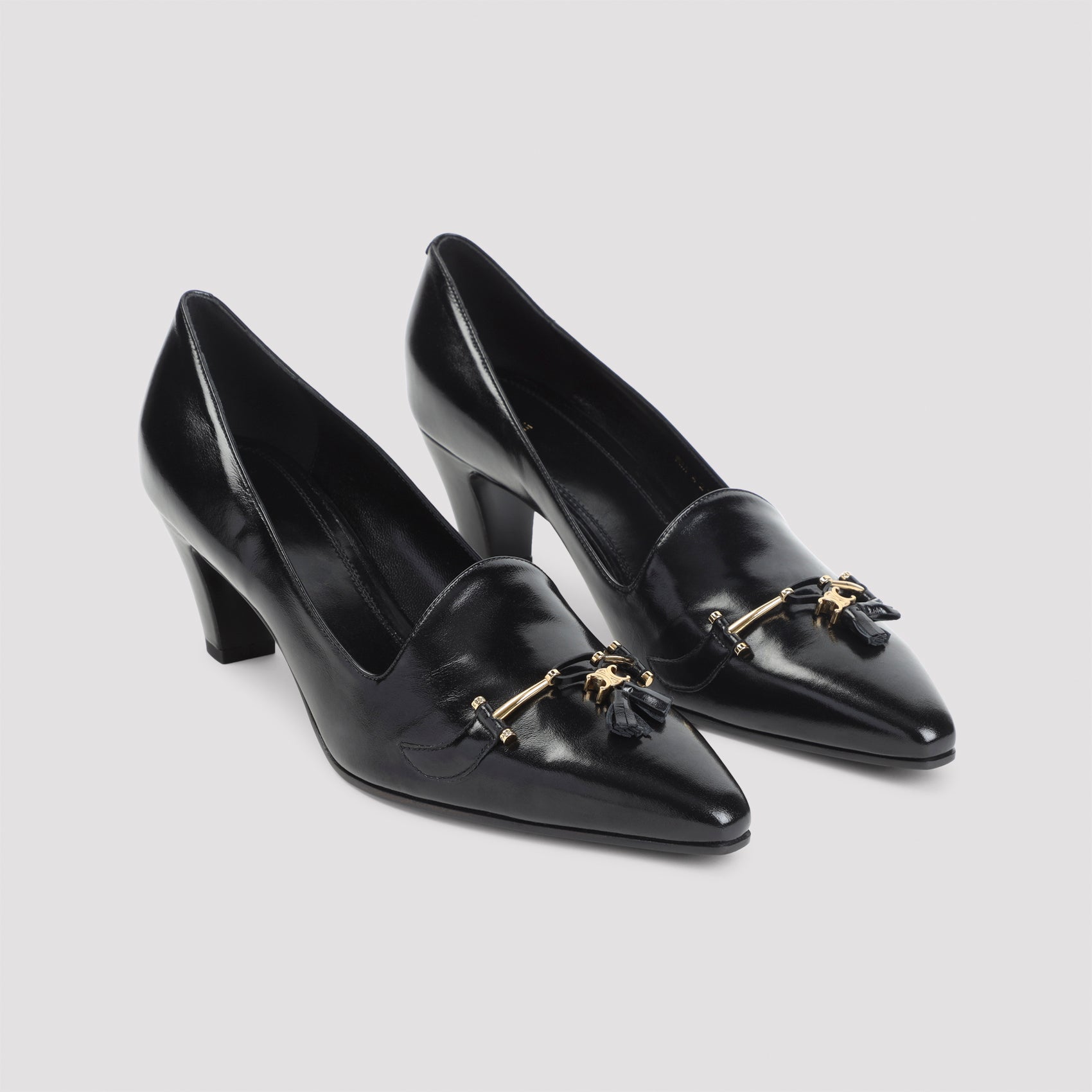 Celine Queen Pumps showing leather insole and slip-on design, top view