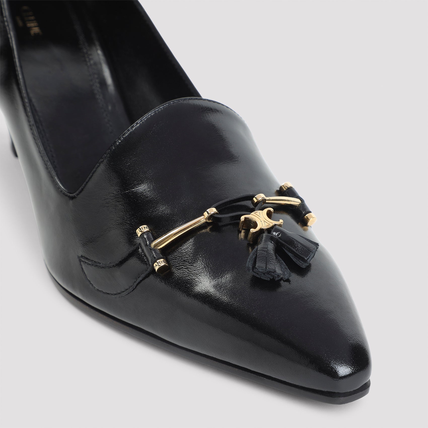 Black calfskin Celine Queen Pumps with 60 mm slanted heel, profile view