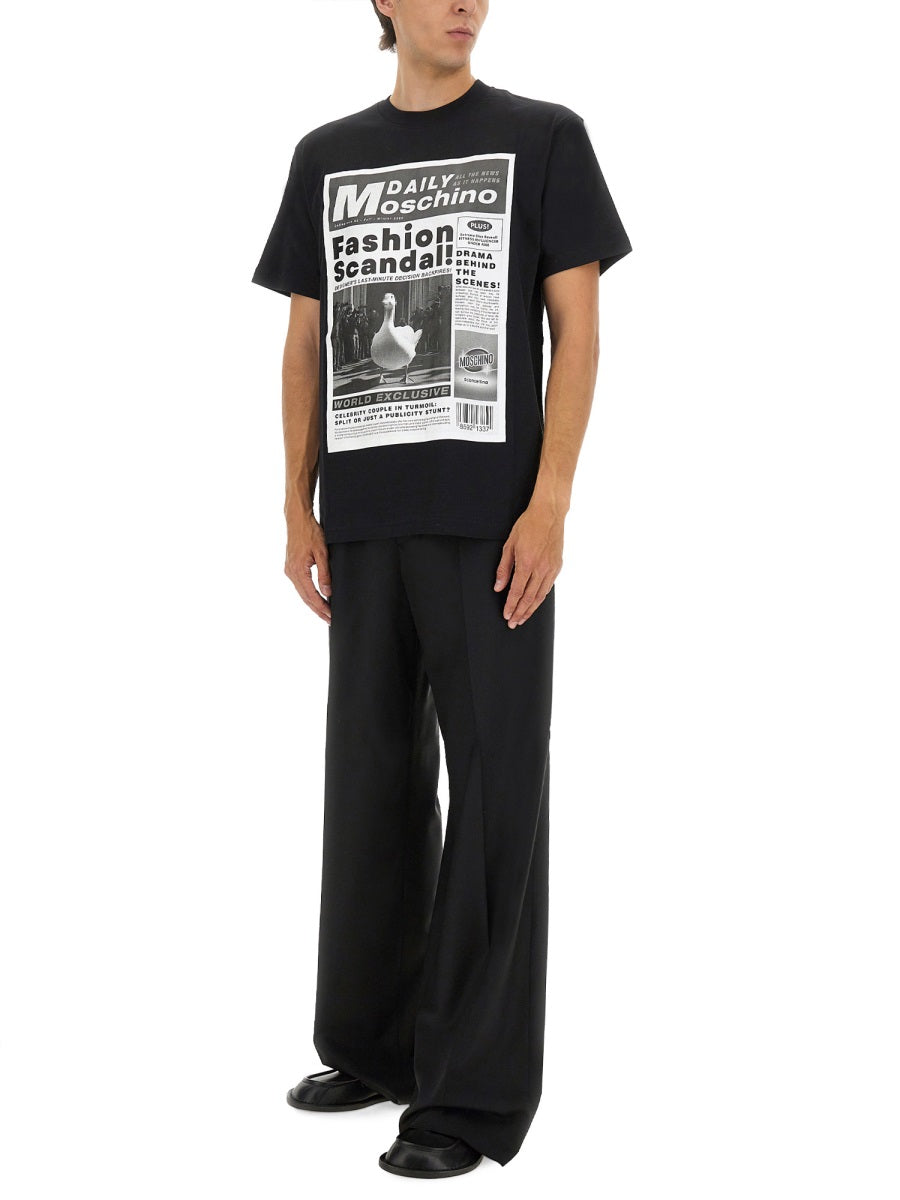 BLACK T-SHIRTS MOSCHINO COUTURE