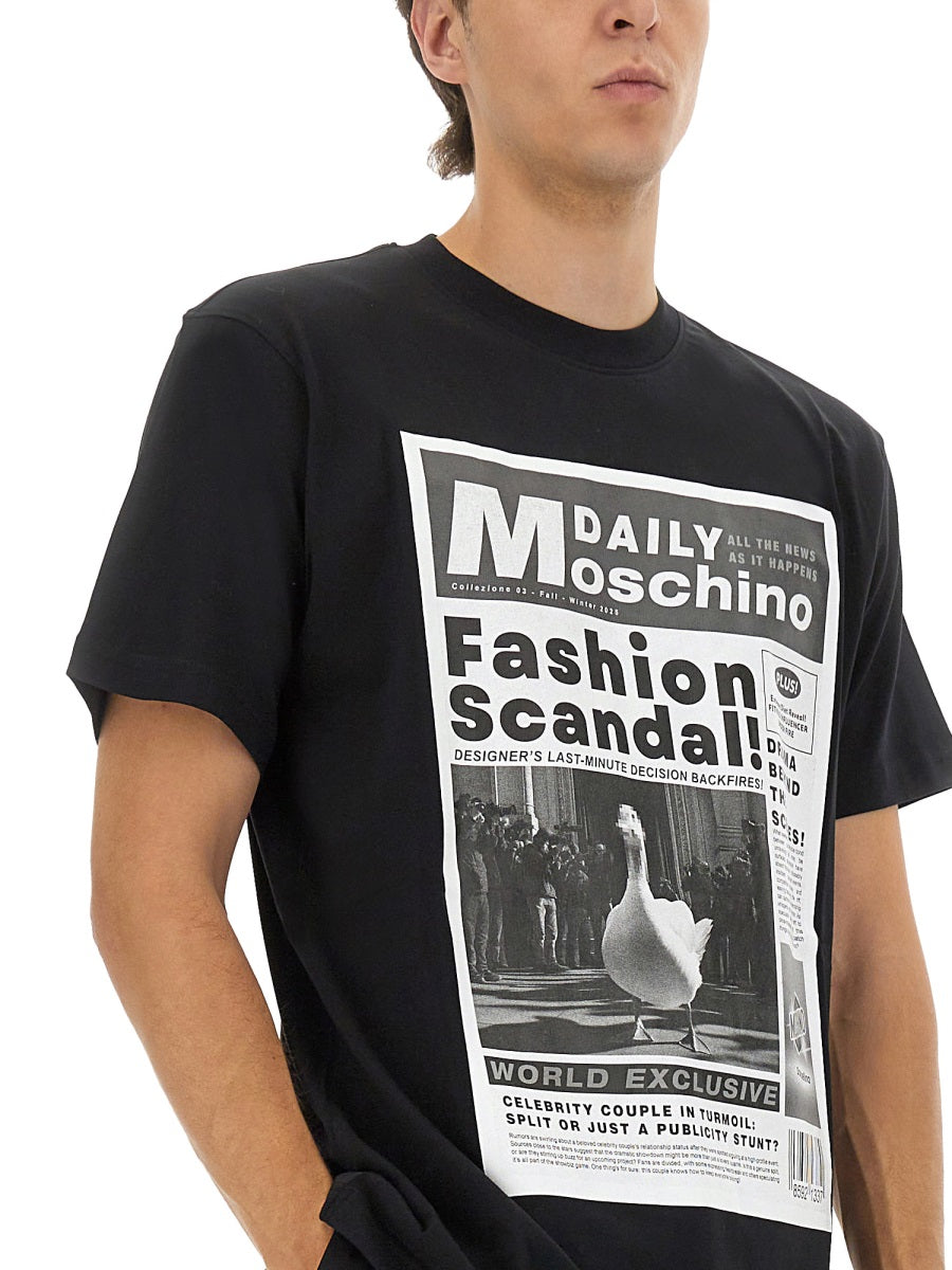 BLACK T-SHIRTS MOSCHINO COUTURE