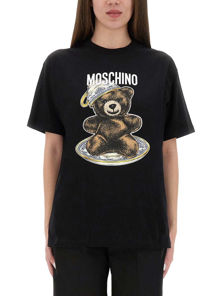 TSHIRT WITH TEDDY PRINT MOSCHINO COUTURE