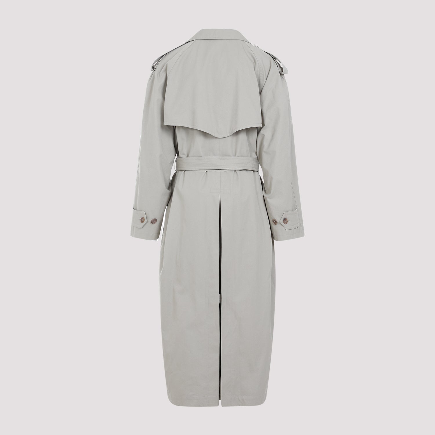 Beige Balenciaga military coat with back flap detail, rear view by Balenciaga