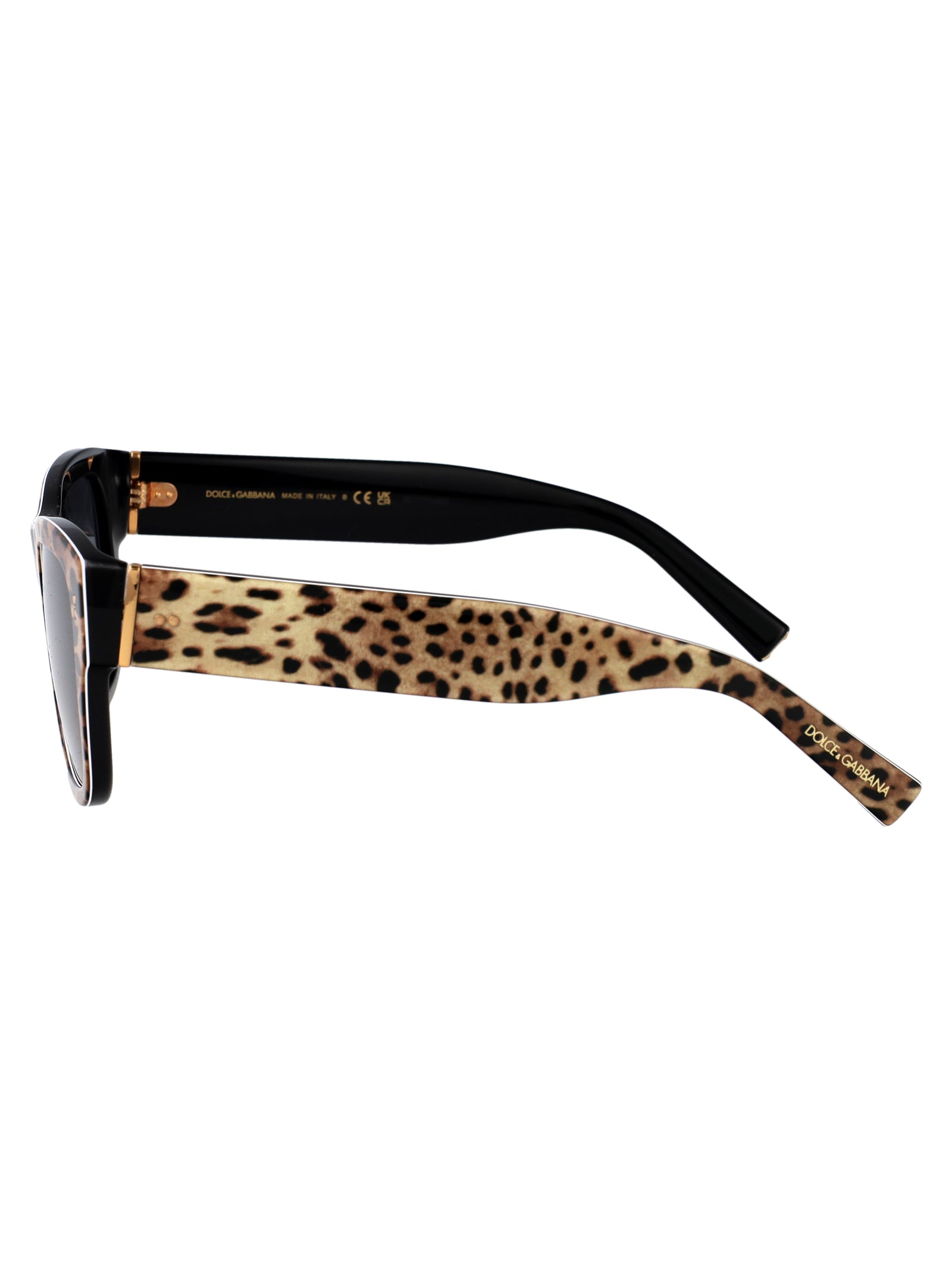 TOP CON STAMPA LEOPARDO SU NERO ACETATE SUNGLASSES Dolce & Gabbana