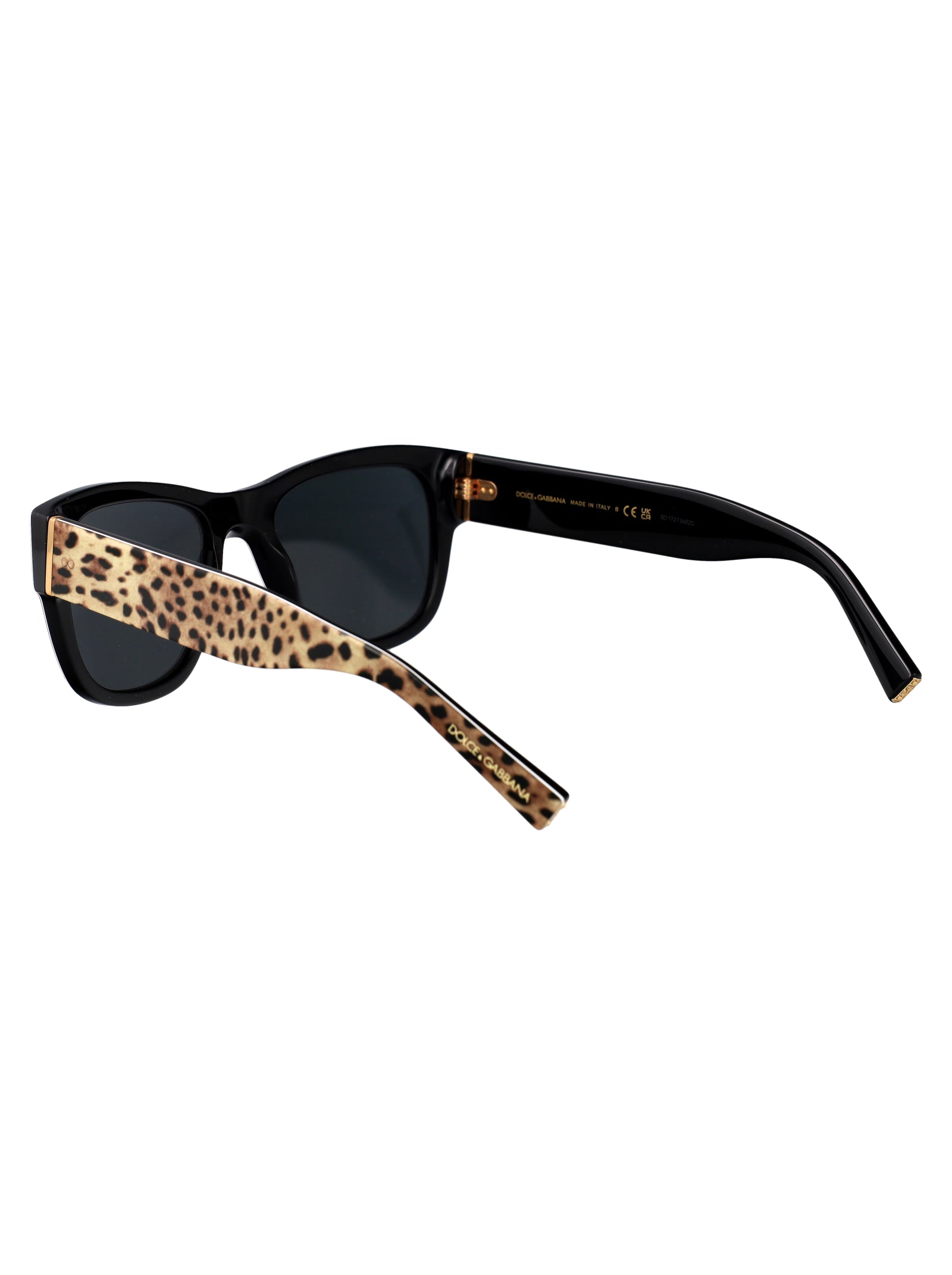 TOP CON STAMPA LEOPARDO SU NERO ACETATE SUNGLASSES Dolce & Gabbana