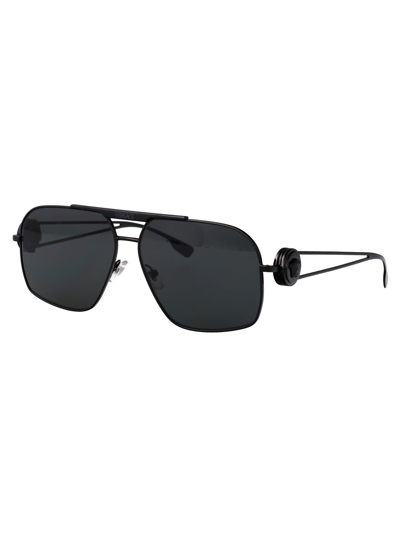 MATTE BLACK STEEL SUNGLASSES Versace