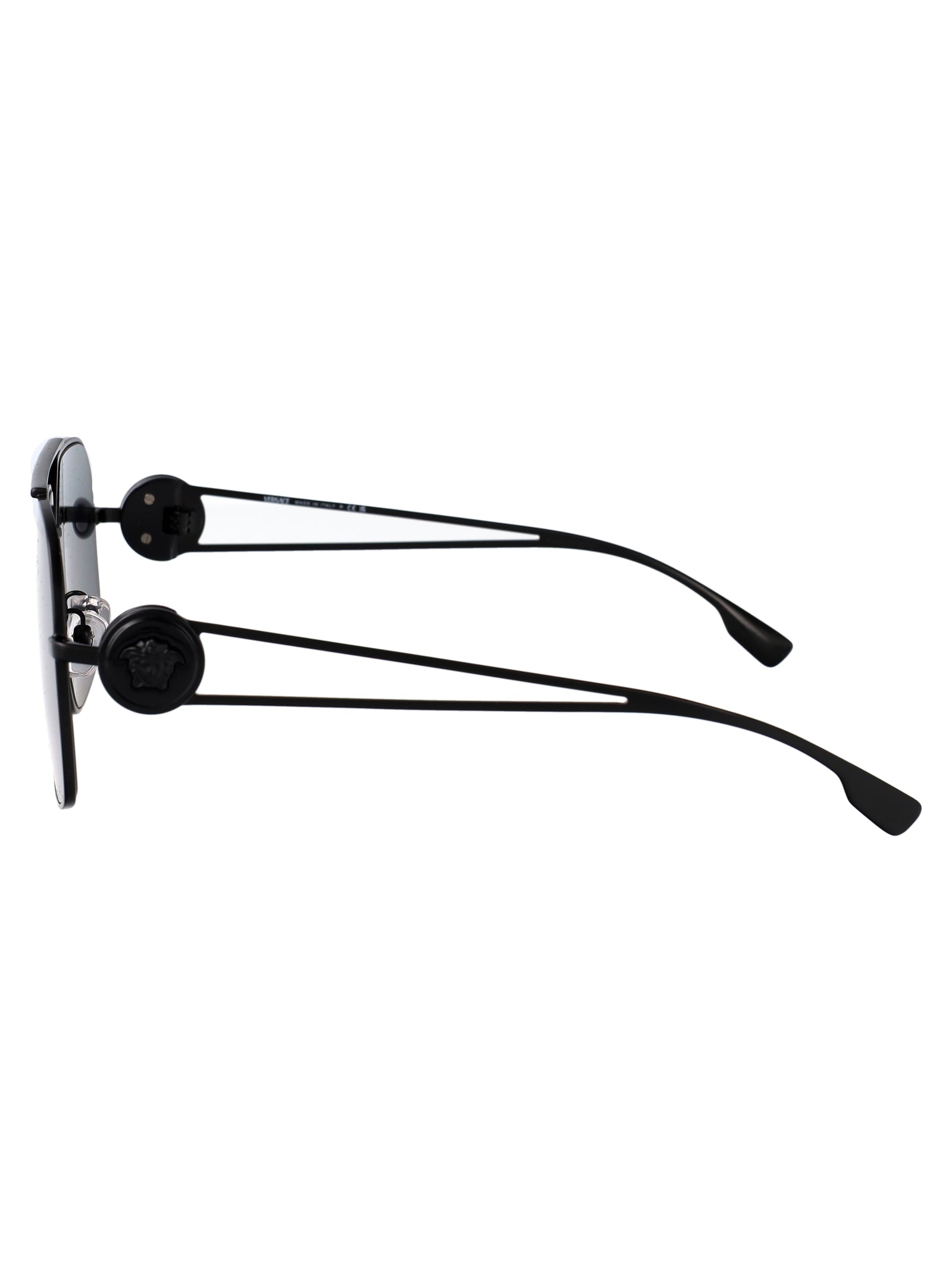 MATTE BLACK STEEL SUNGLASSES Versace