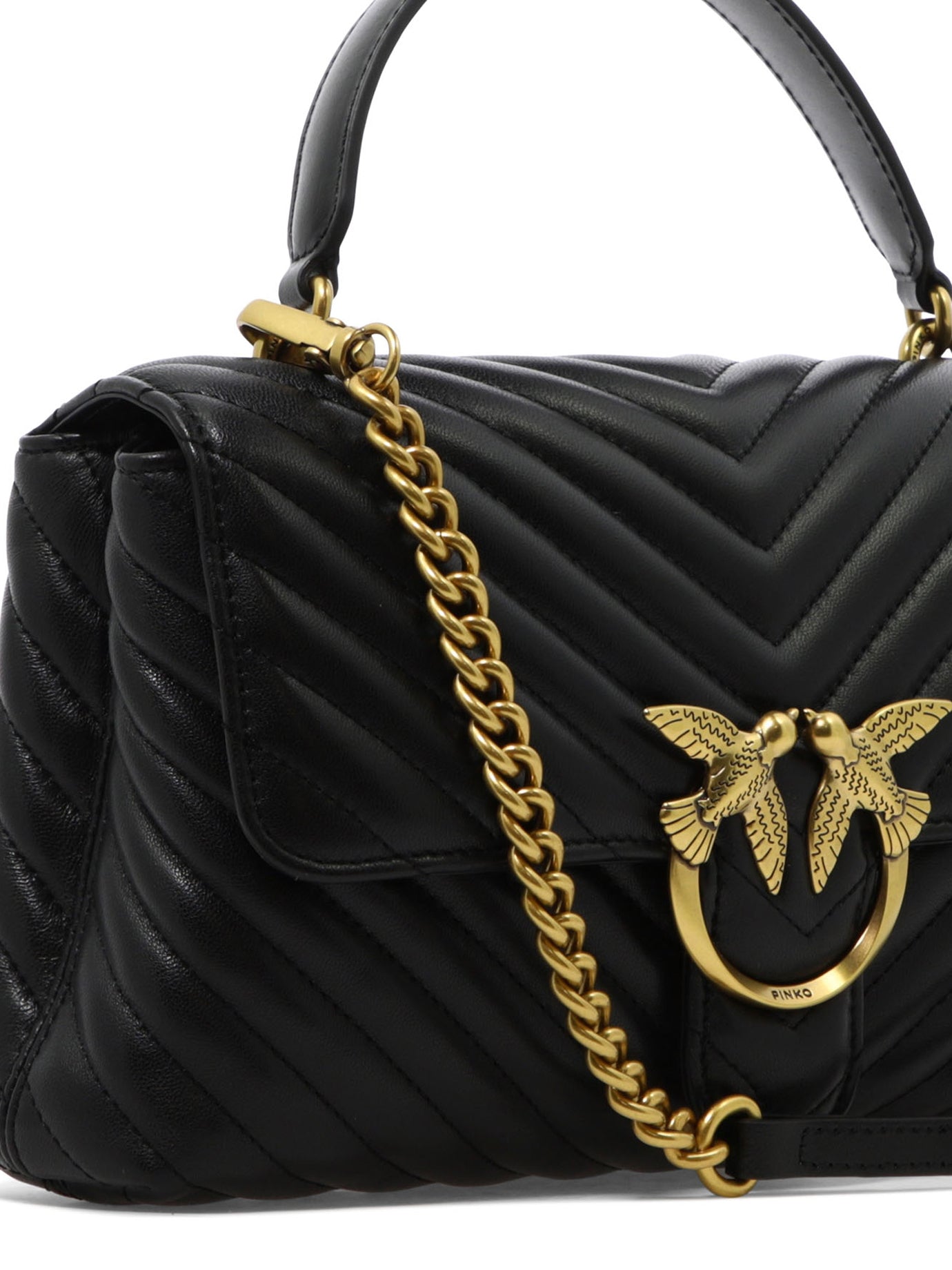 BLACK LEATHER HANDBAG Pinko