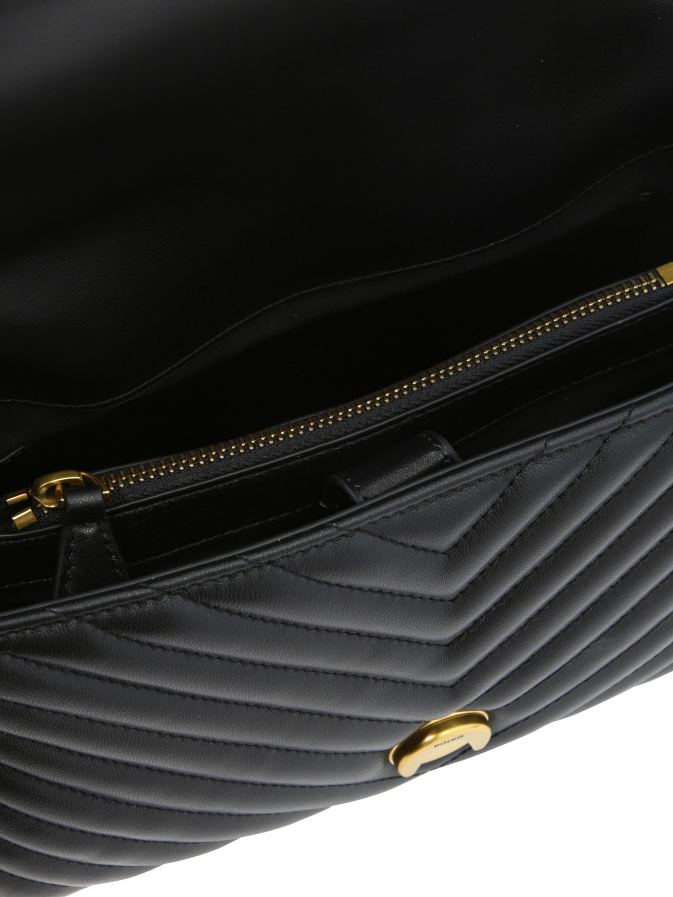 BLACK LEATHER HANDBAG Pinko