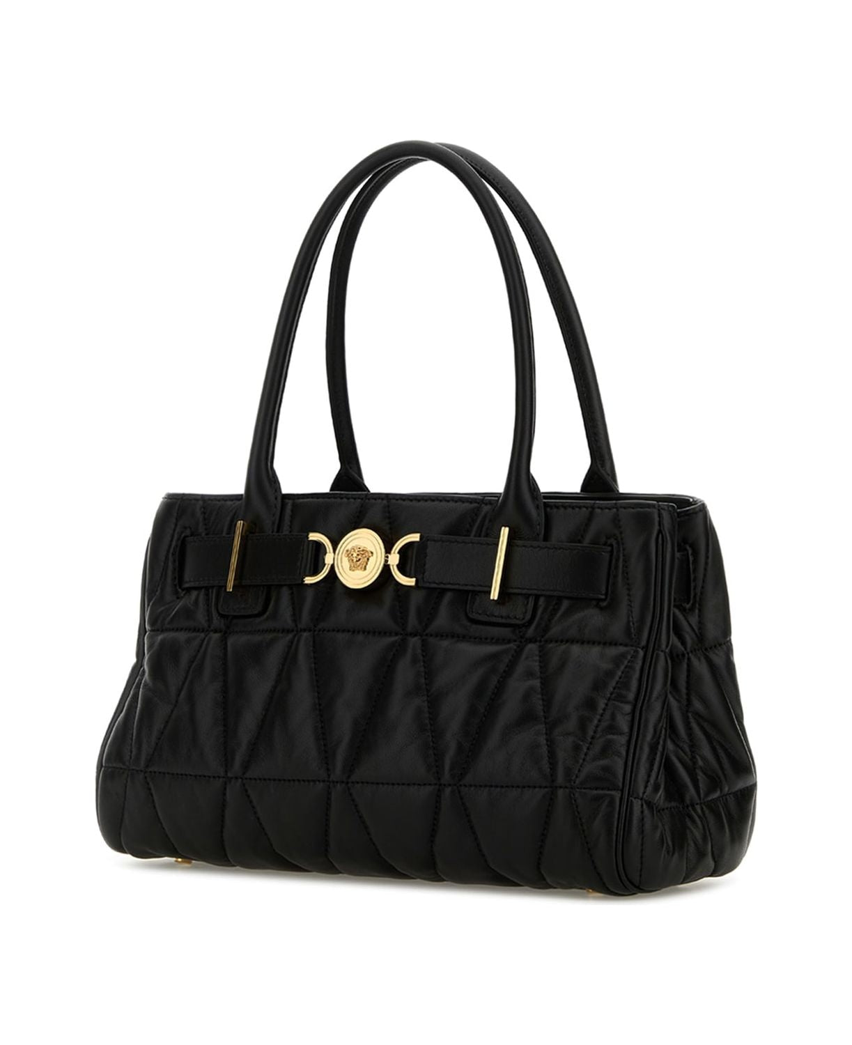 BLACK LEATHER MEDUSA 95 SHOPPING BAG Versace