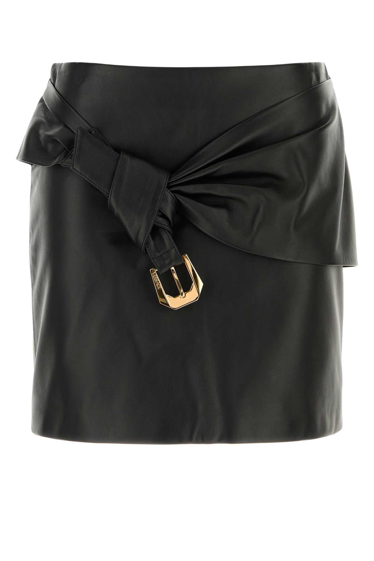 BLACK LEATHER MINI SKIRT Versace BLACK 40