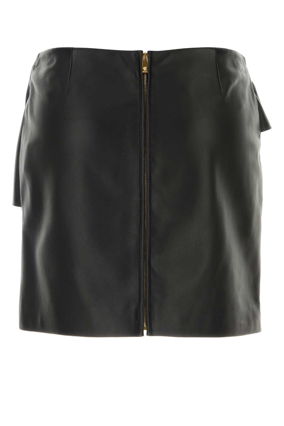 BLACK LEATHER MINI SKIRT Versace