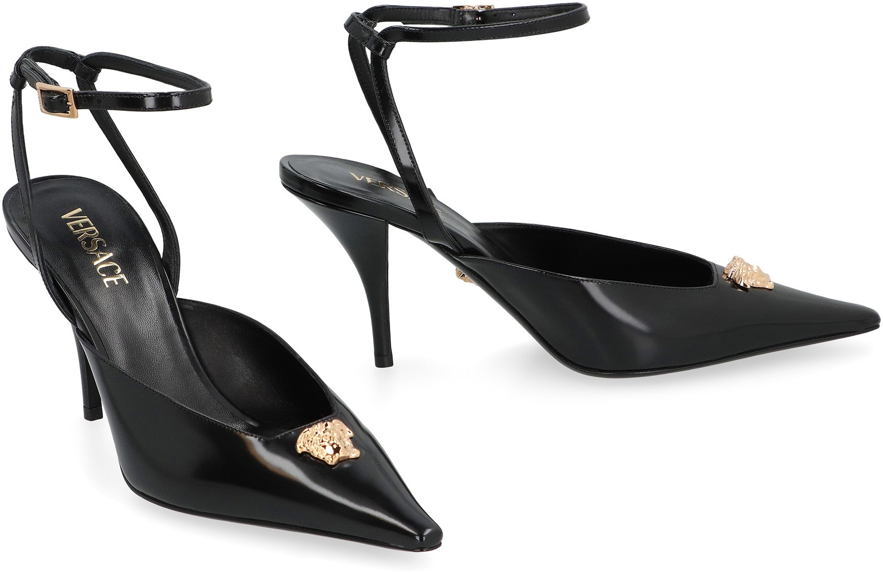 LEATHER SLINGBACK PUMPS Versace