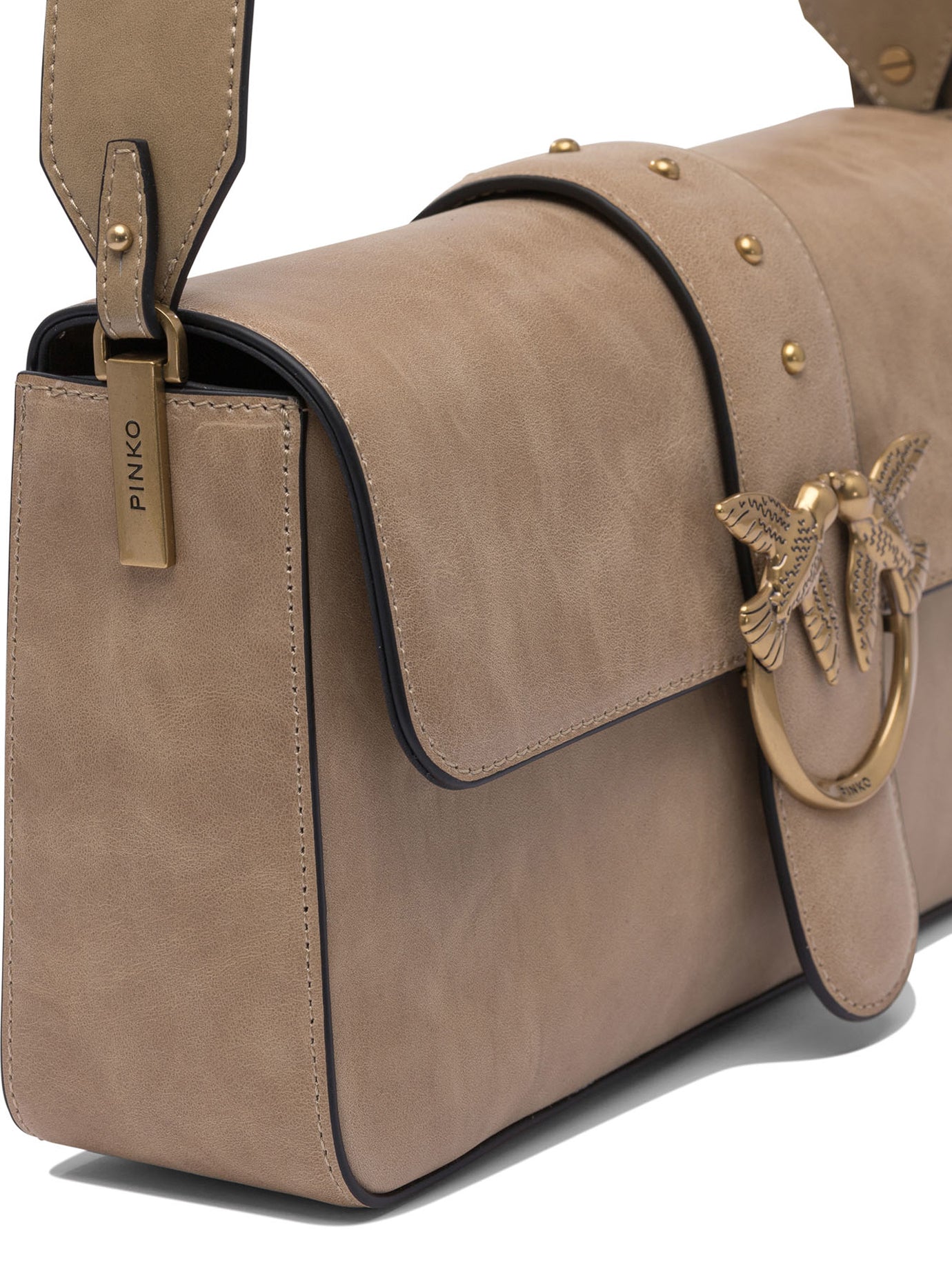 BEIGE LEATHER CROSSBODY BAG Pinko