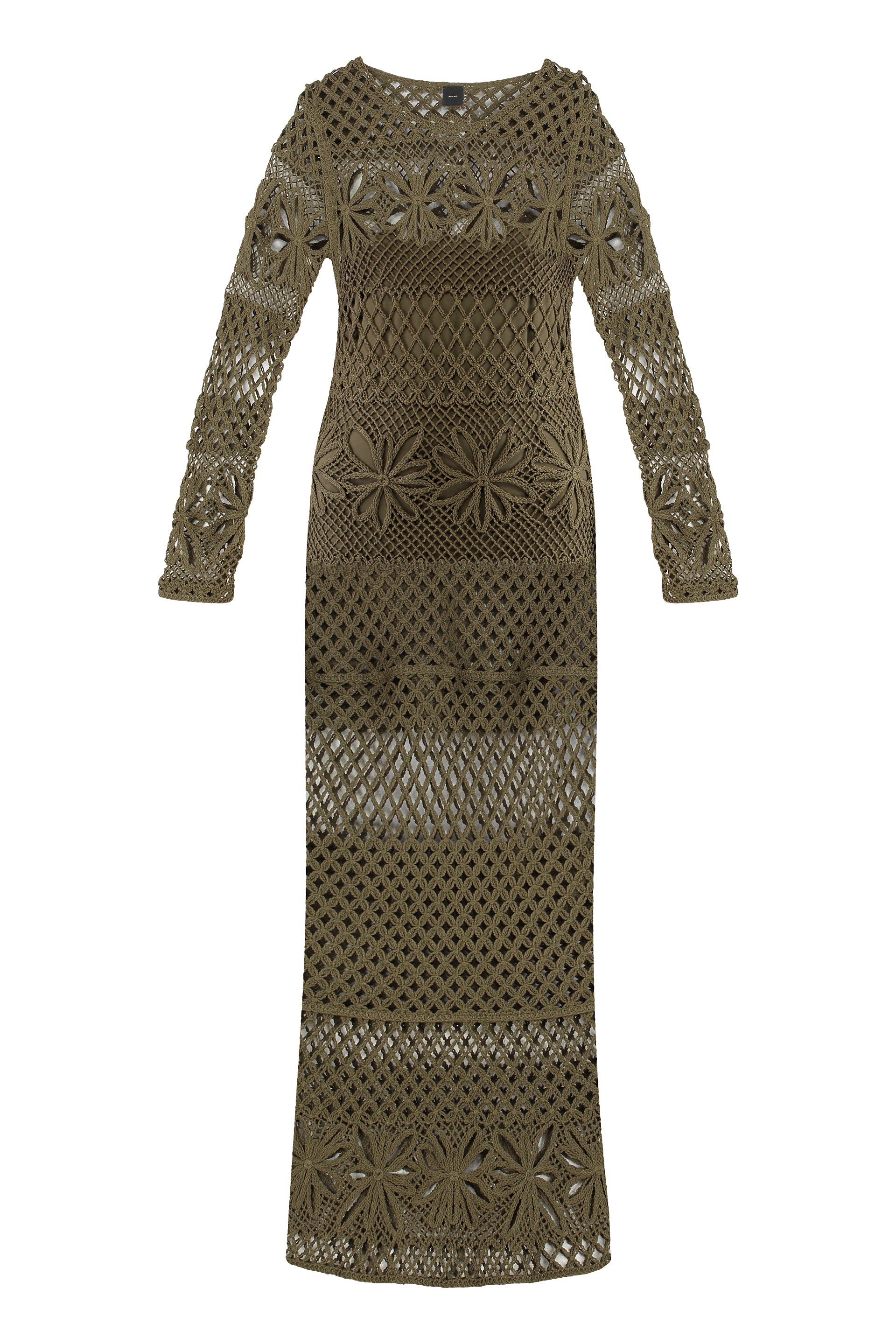 OPENWORK-KNIT LONG DRESS Pinko green XS