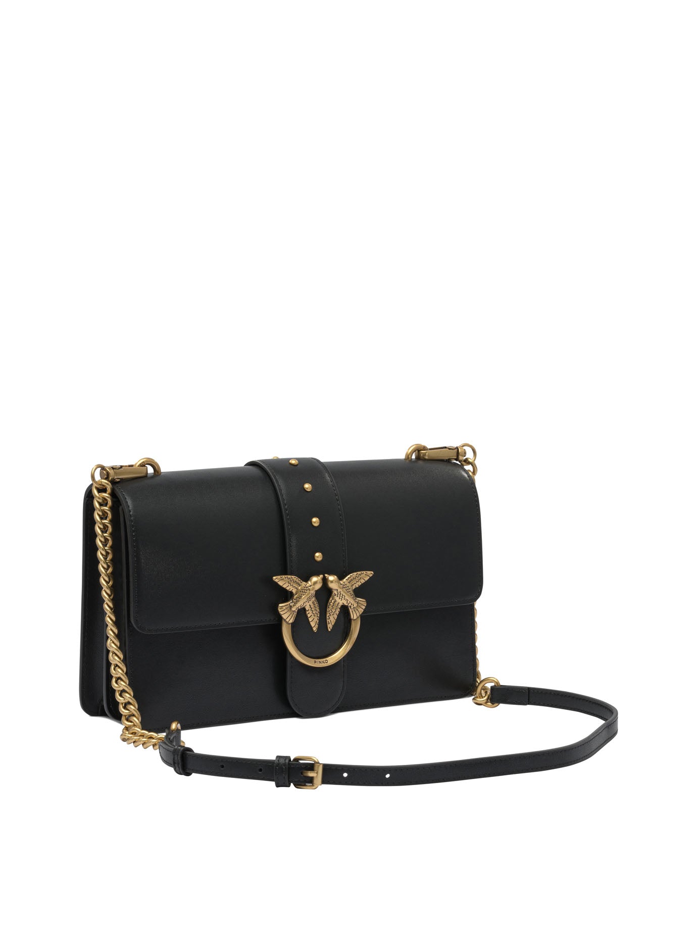 BLACK LEATHER CROSSBODY BAG Pinko