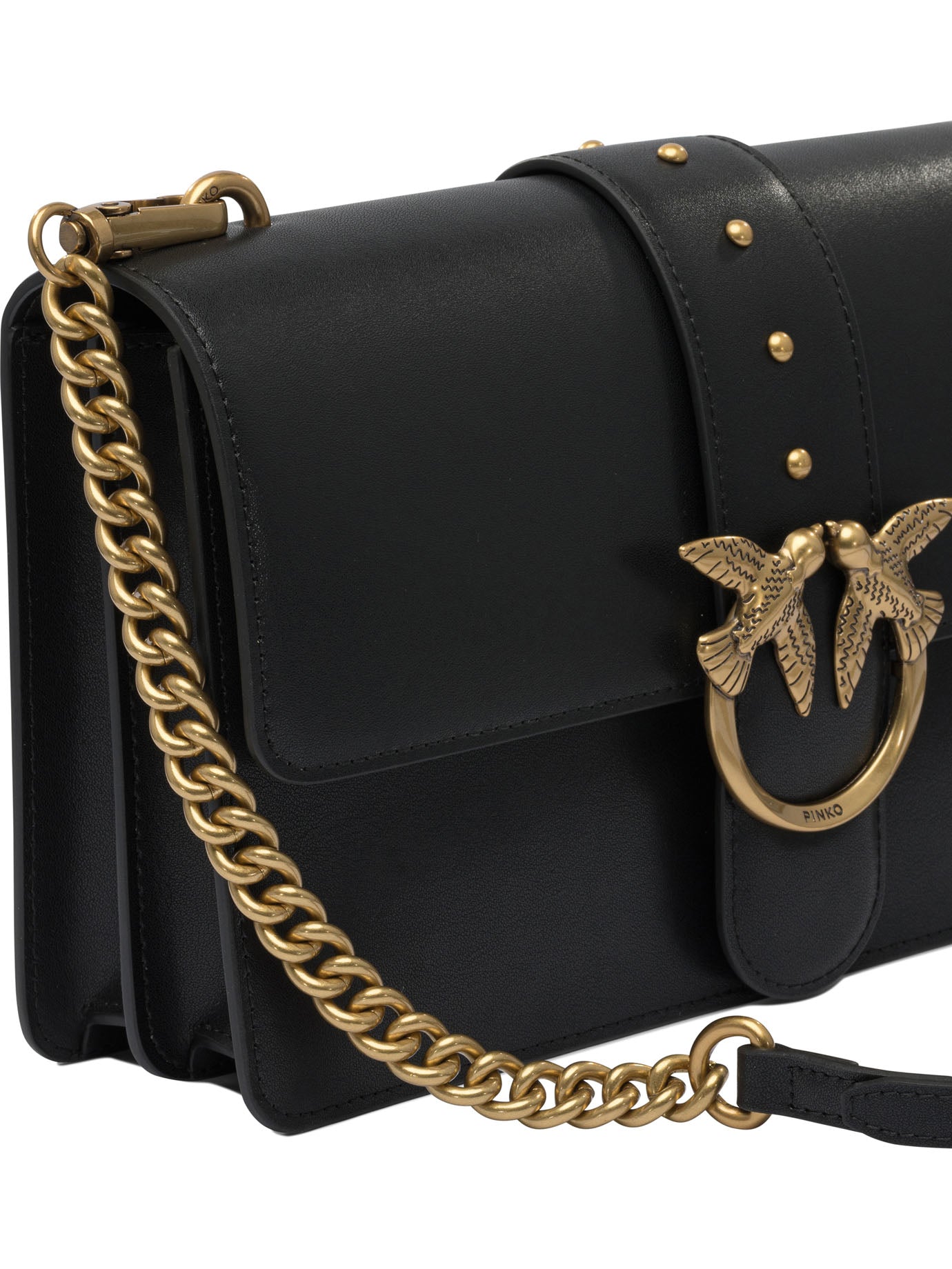 BLACK LEATHER CROSSBODY BAG Pinko