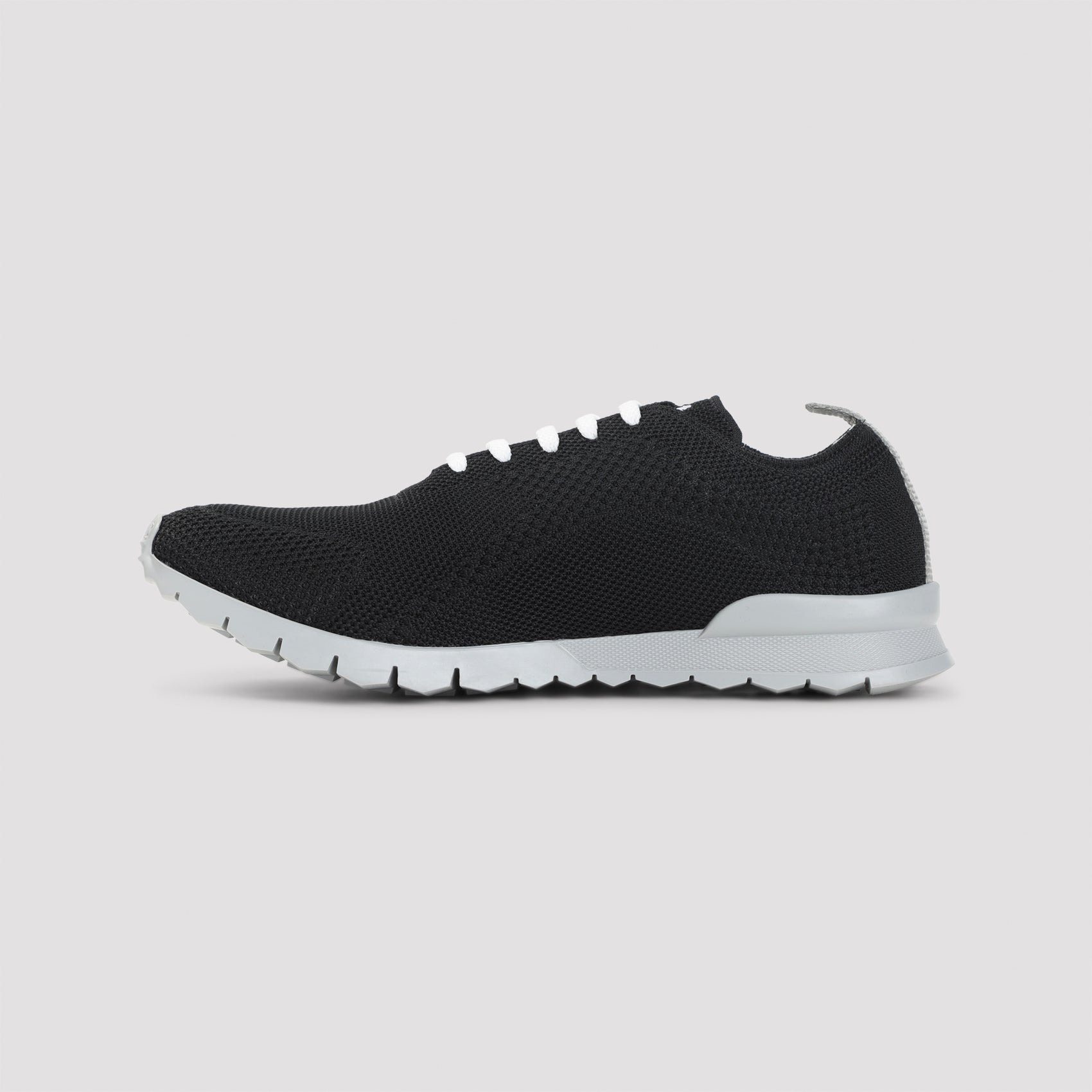 Black Kiton knit low-top sneakers, top view showing laces