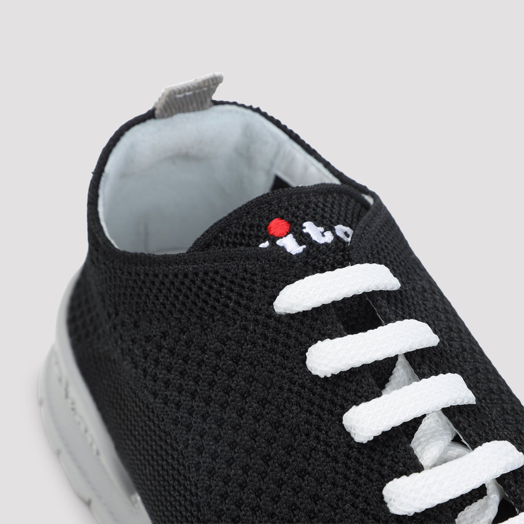 Black Kiton knit low-top sneakers, interior view