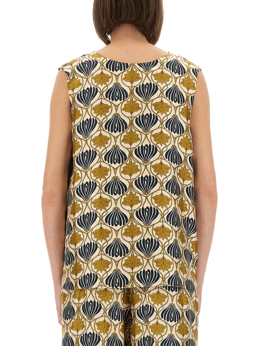 Yellow 'S Max Mara silk top, back view showing regular fit silhouette