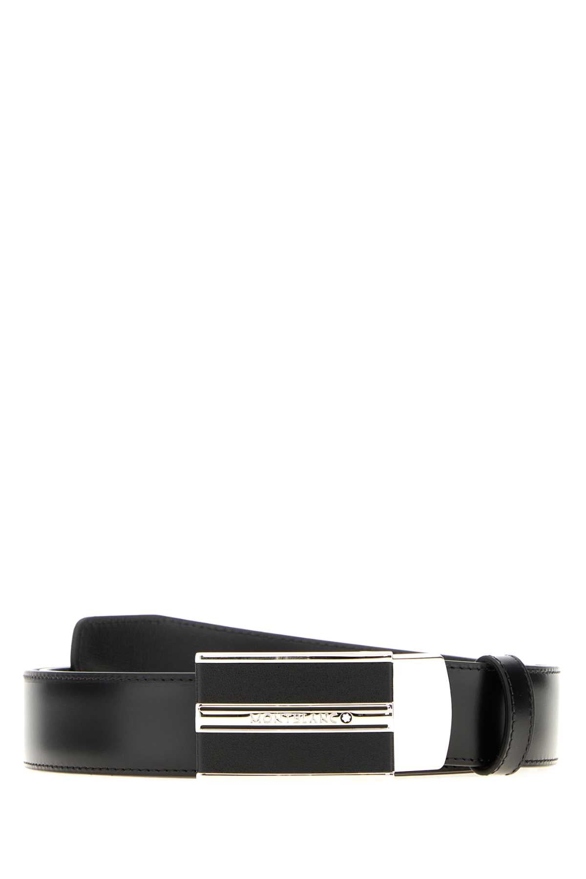 BLACK LEATHER REVERSIBLE BELT MONTBLANC BLACK TU