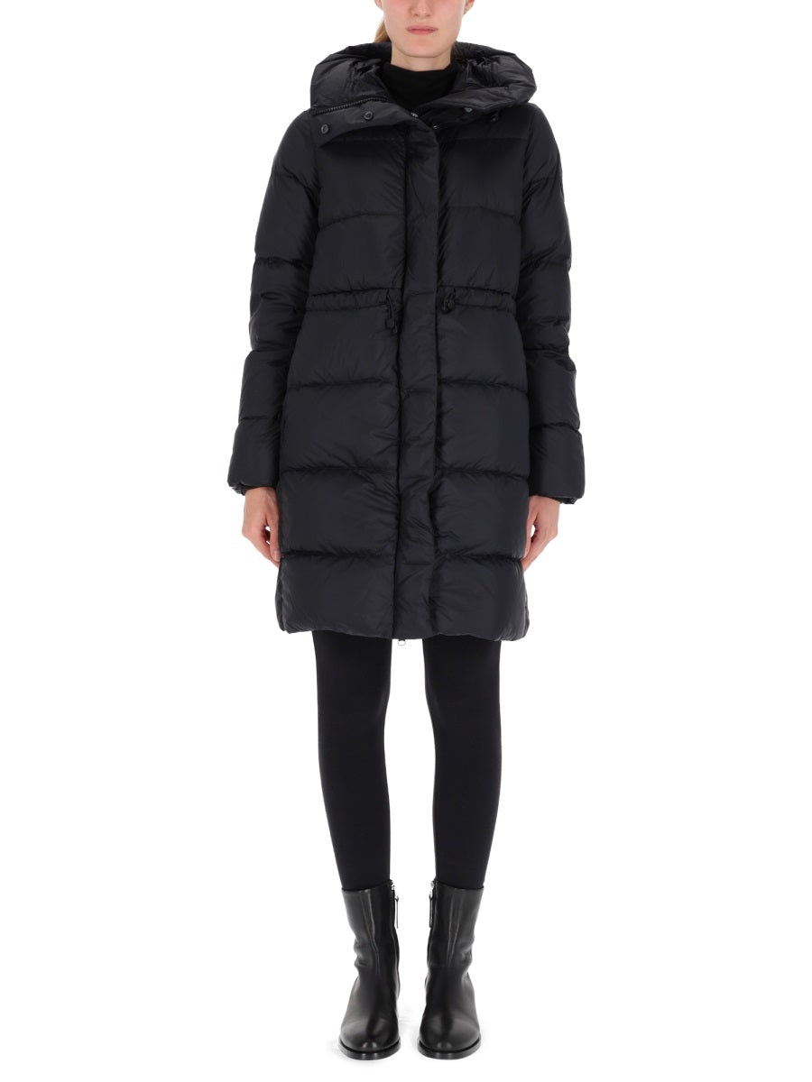 Black Canada Goose Montgomery down-filled coat, front view