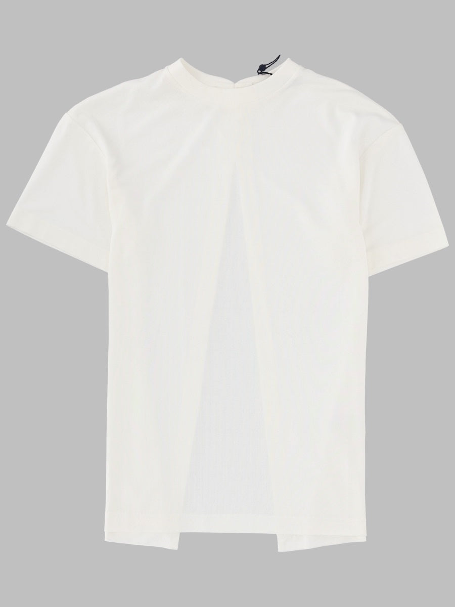 White Jacquemus Ventadou paper-blend top with crew neck, front view