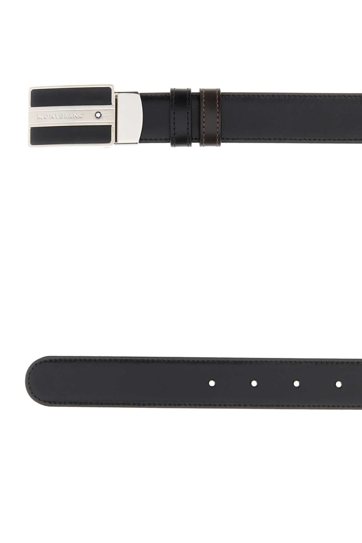 BLACK LEATHER REVERSIBLE BELT MONTBLANC