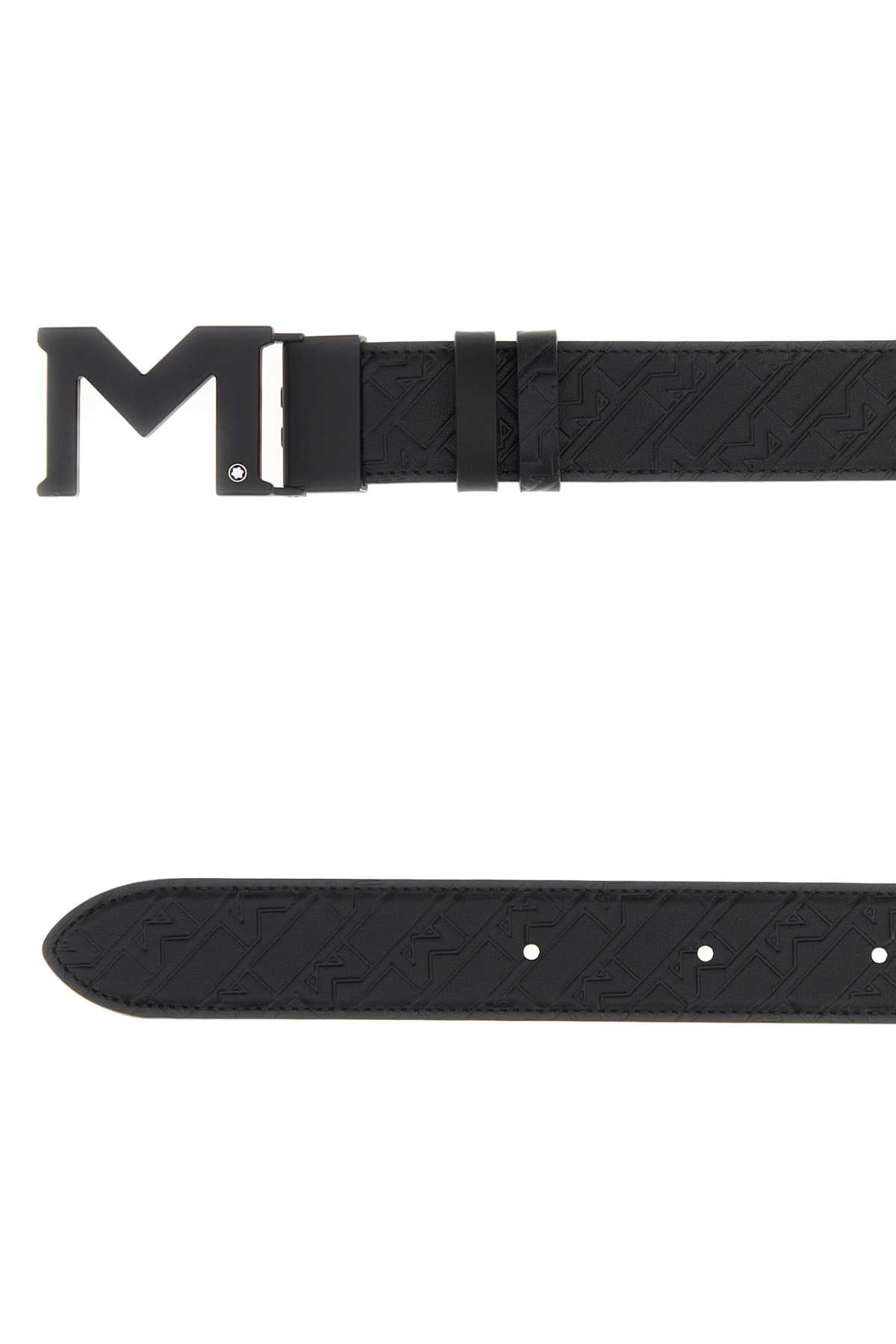 BLACK LEATHER REVERSIBLE BELT MONTBLANC