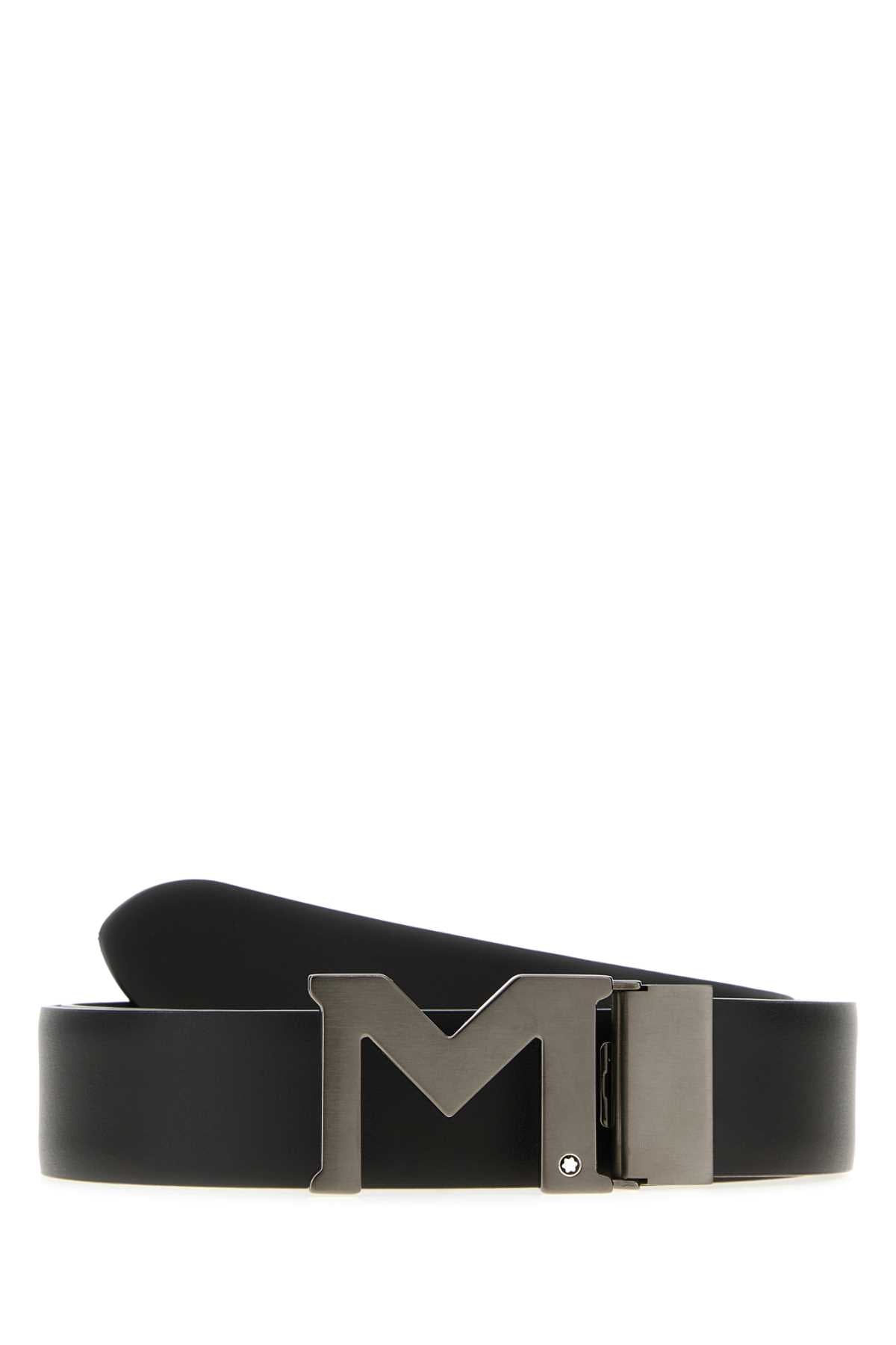 BLACK LEATHER REVERSIBLE BELT MONTBLANC BLACK TU