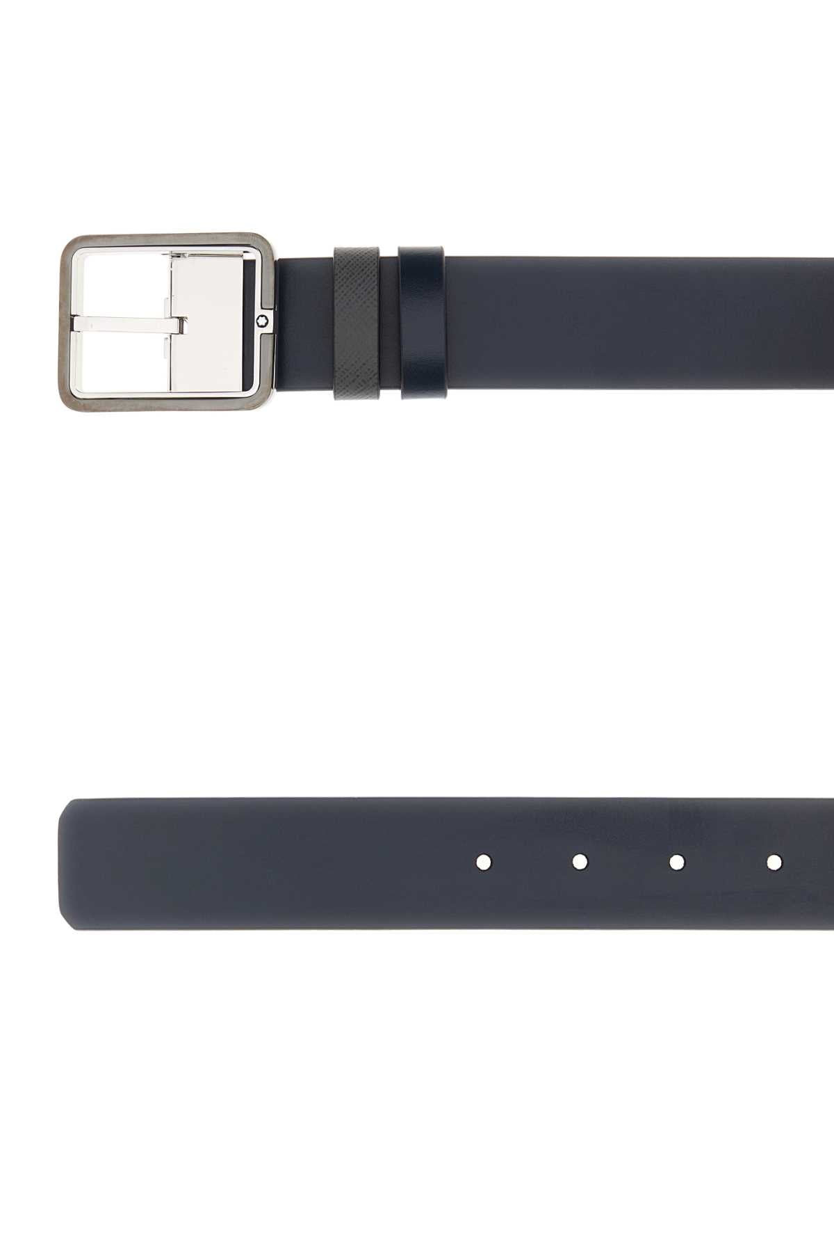 DARK BLUE LEATHER REVERSIBLE BELT MONTBLANC
