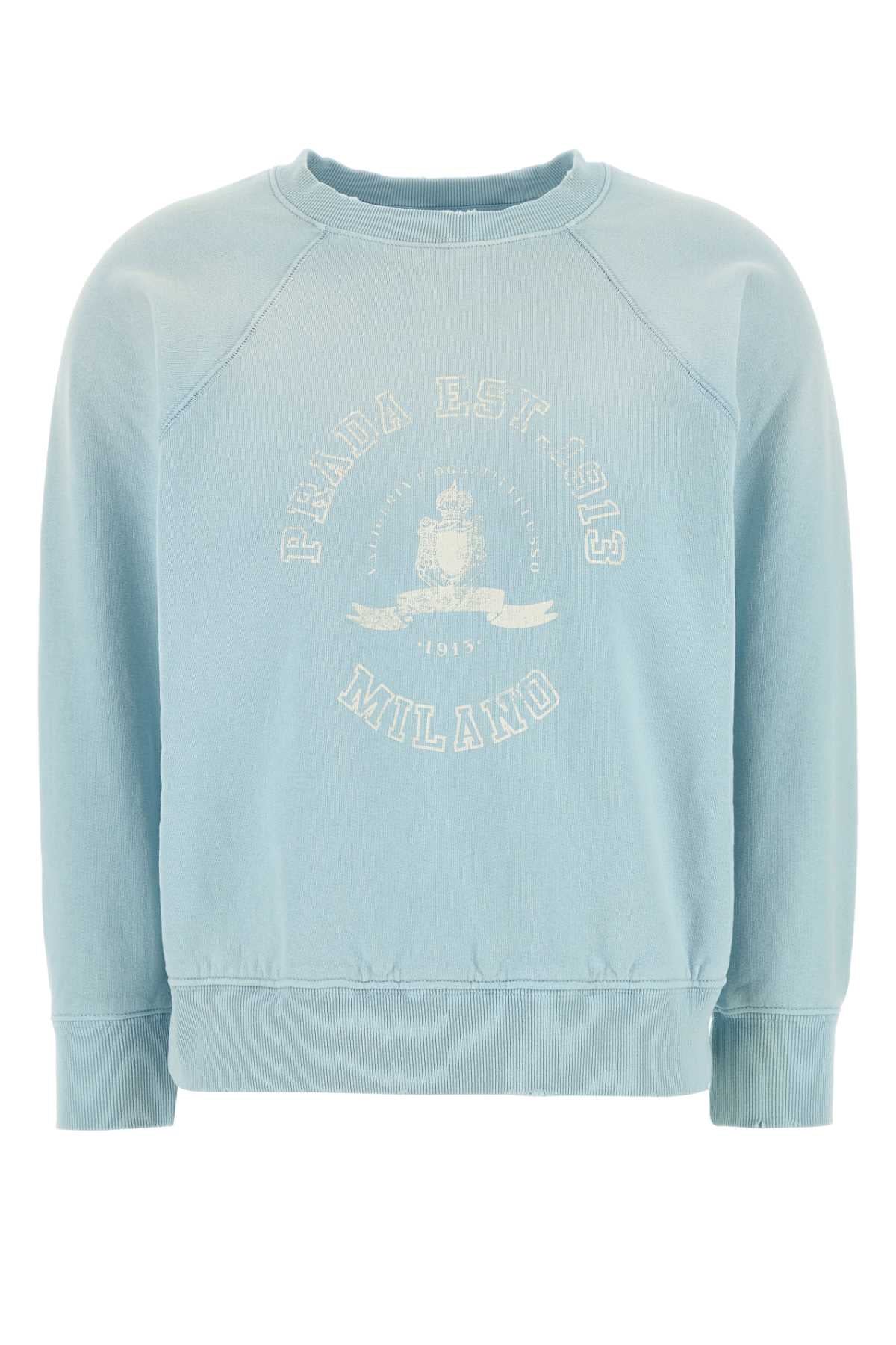 LIGHT BLUE COTTON SWEATSHIRT Prada LIGHT BLUE XS