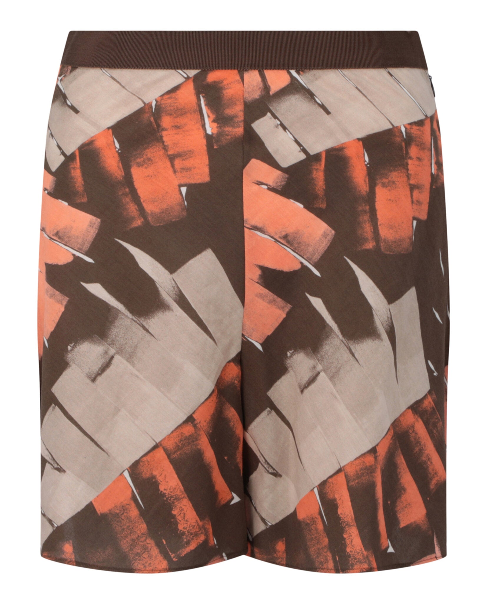 Multicolor palm print Bermuda shorts with high-rise waist, front view by Ferragamo