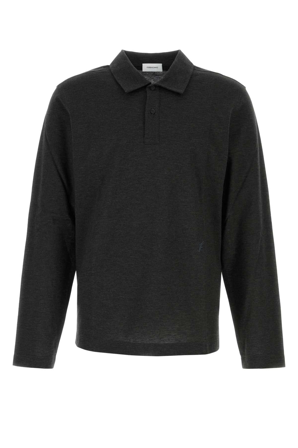GRAPHITE COTTON BLEND POLO SHIRT Ferragamo GREY M