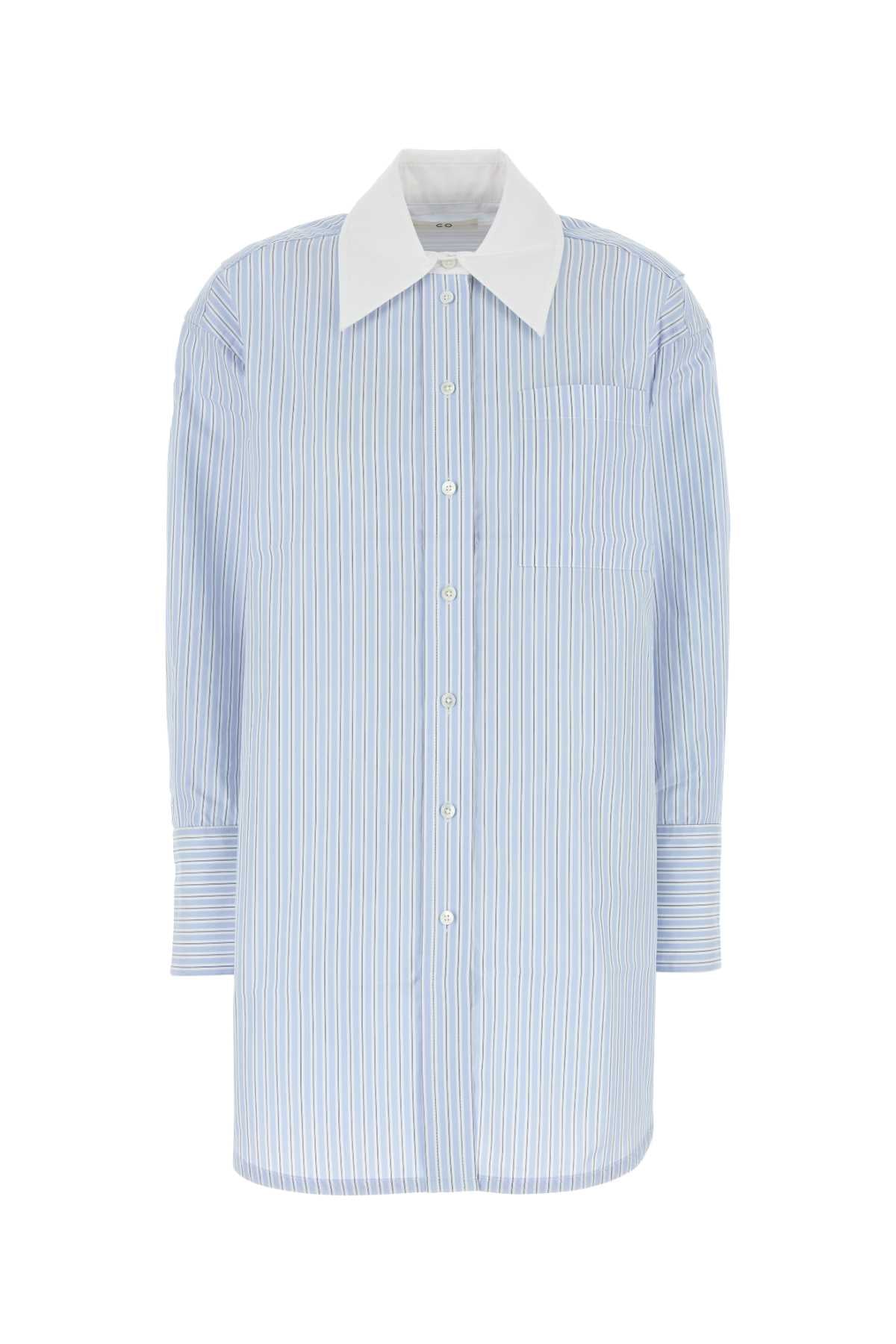EMBROIDERED POPLIN OVERSIZE SHIRT Co STRIPPED XS