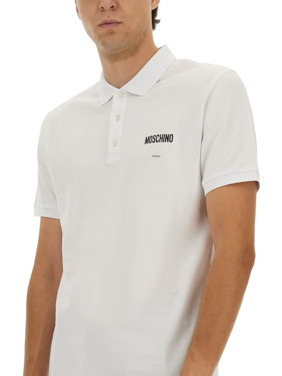 COTTON PIQUE POLO MOSCHINO COUTURE