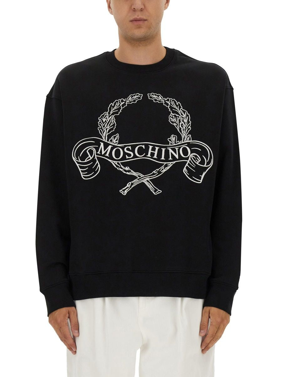 SWEATSHIRT WITH LAUREL CROWN LOGO EMBROIDERY MOSCHINO COUTURE BLACK M