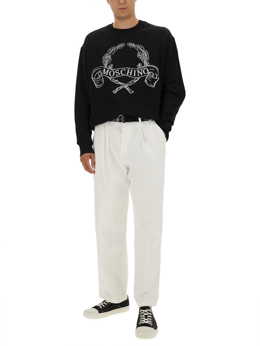 SWEATSHIRT WITH LAUREL CROWN LOGO EMBROIDERY MOSCHINO COUTURE