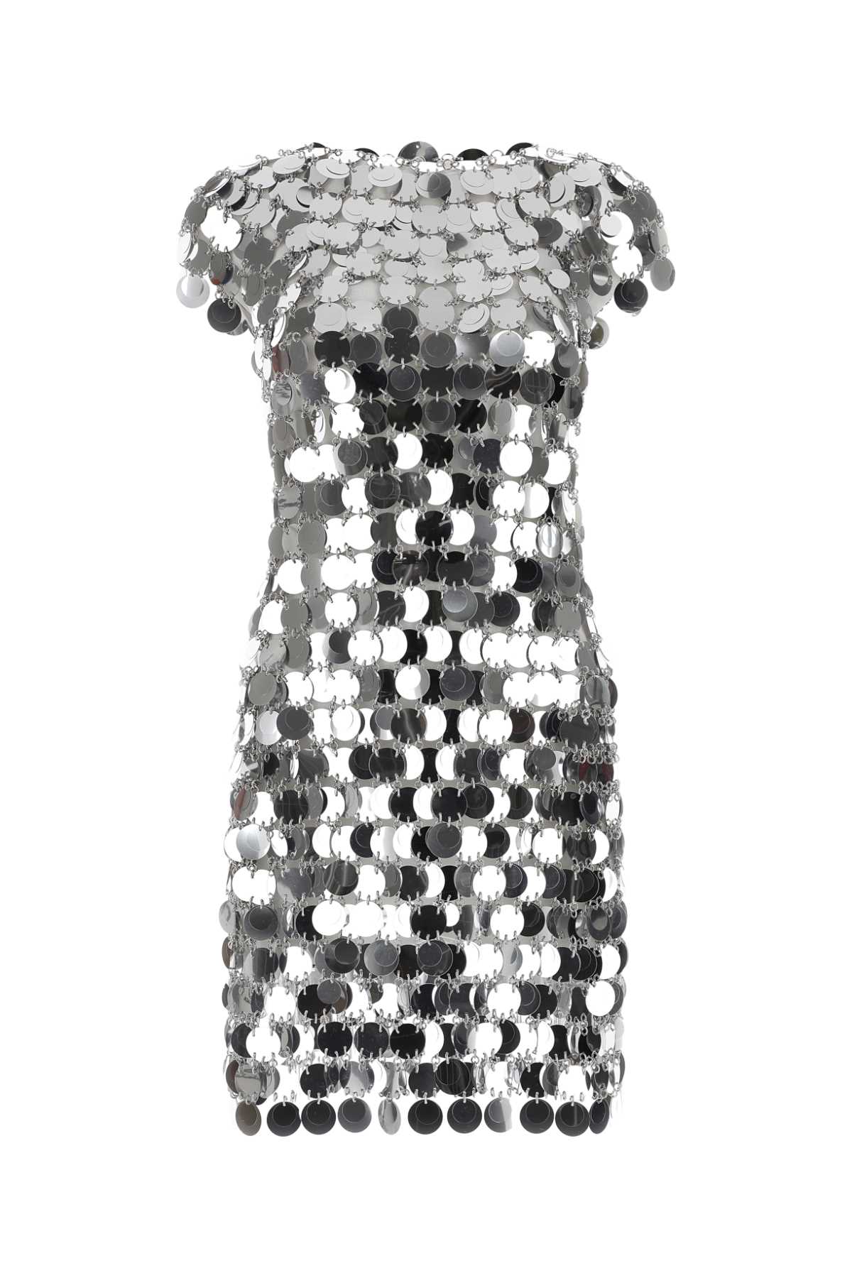 BLACK MAXI SEQUINS MINI DRESS Paco Rabanne SILVER 34
