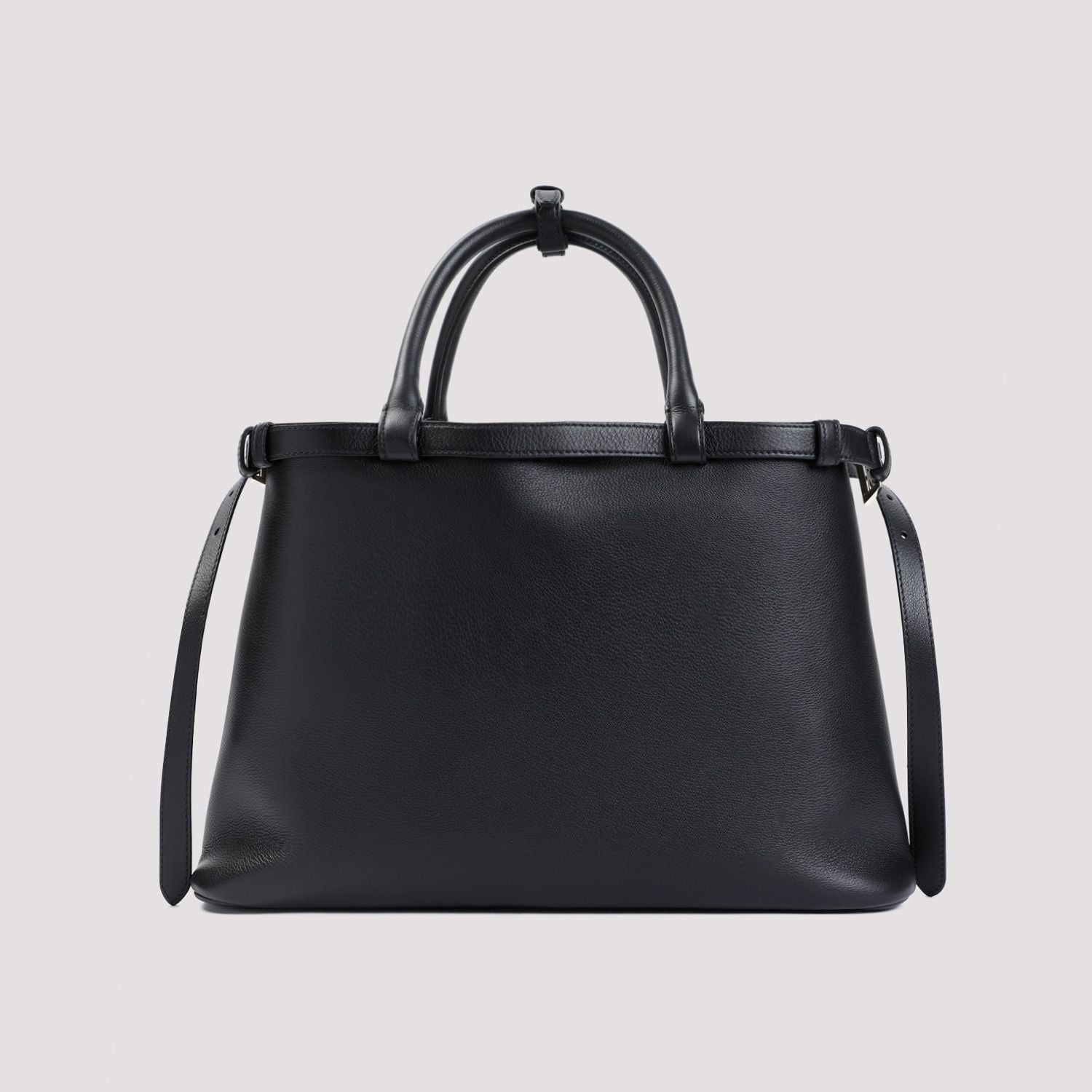 BLACK LEATHER MEDIUM PRADA BUCKLE HANDBAG Prada