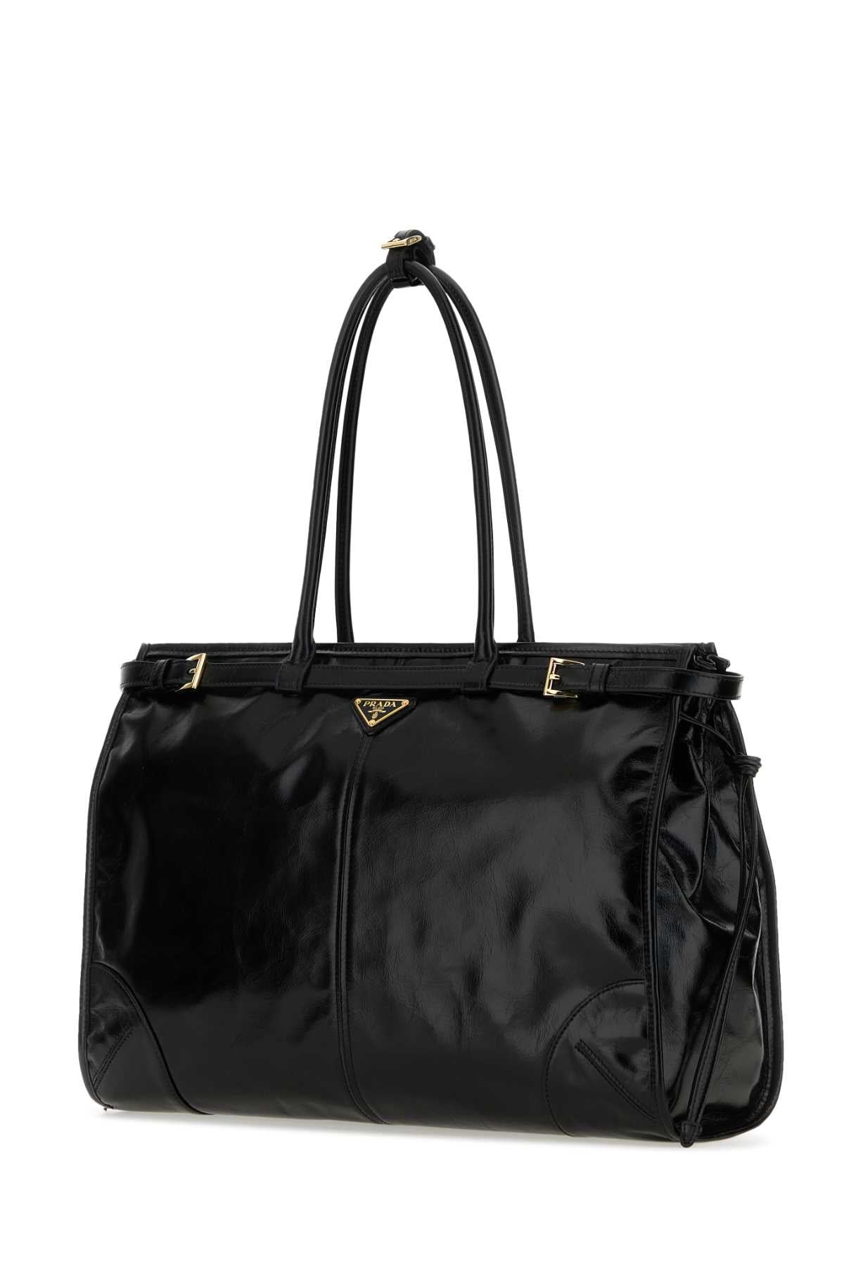 BLACK LEATHER SHOULDER BAG Prada