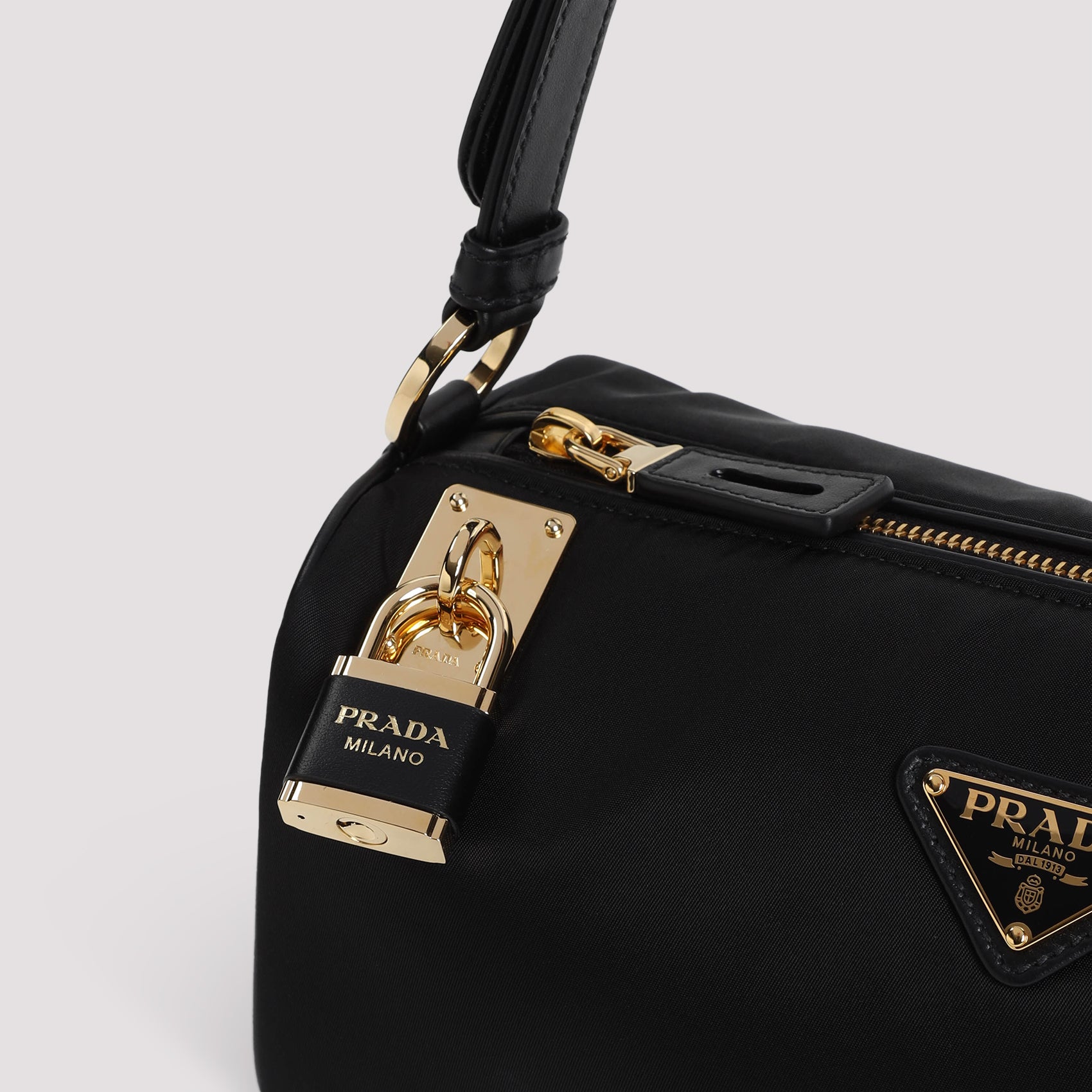 BLACK NYLON SHOULDER BAG Prada