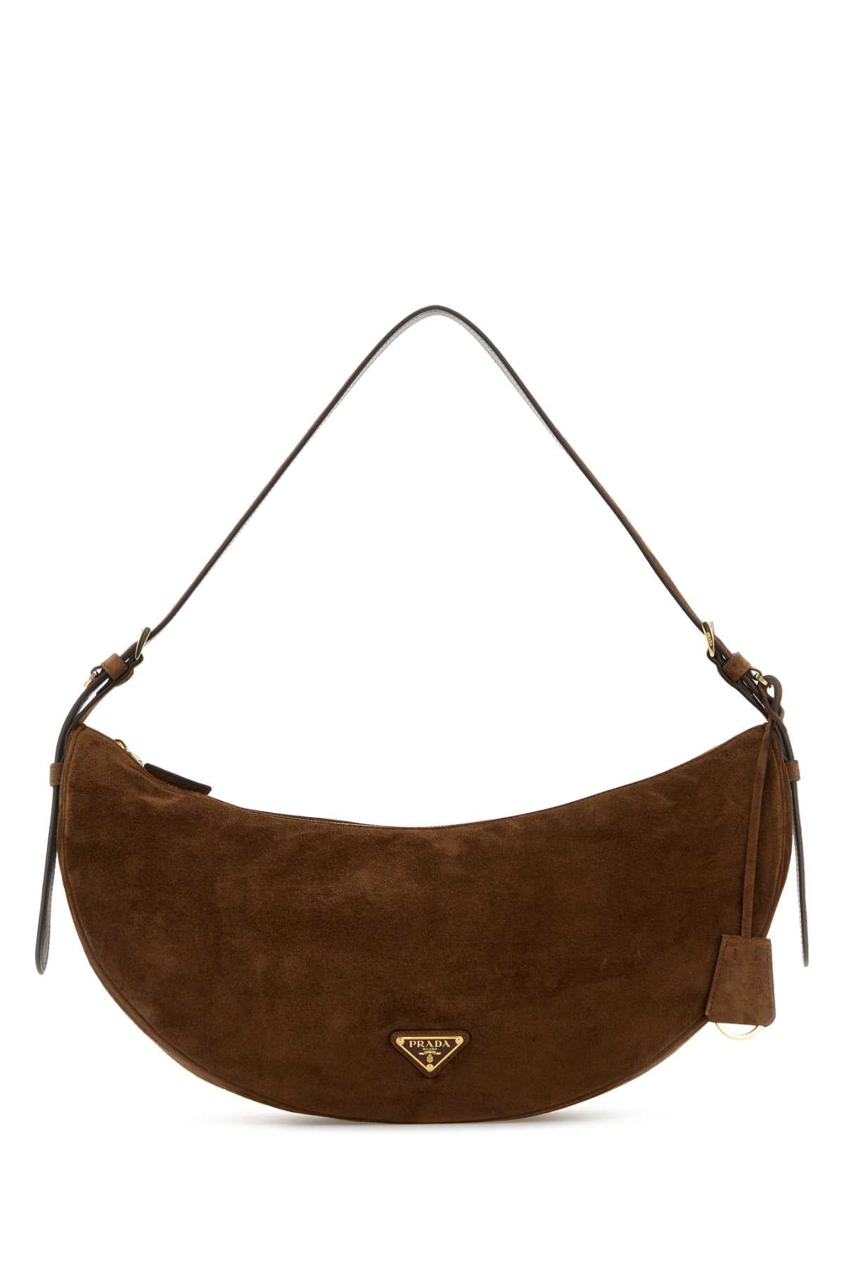 DEMI-LUNE LARGE SUEDE SHOULDER BAG Prada brown TU