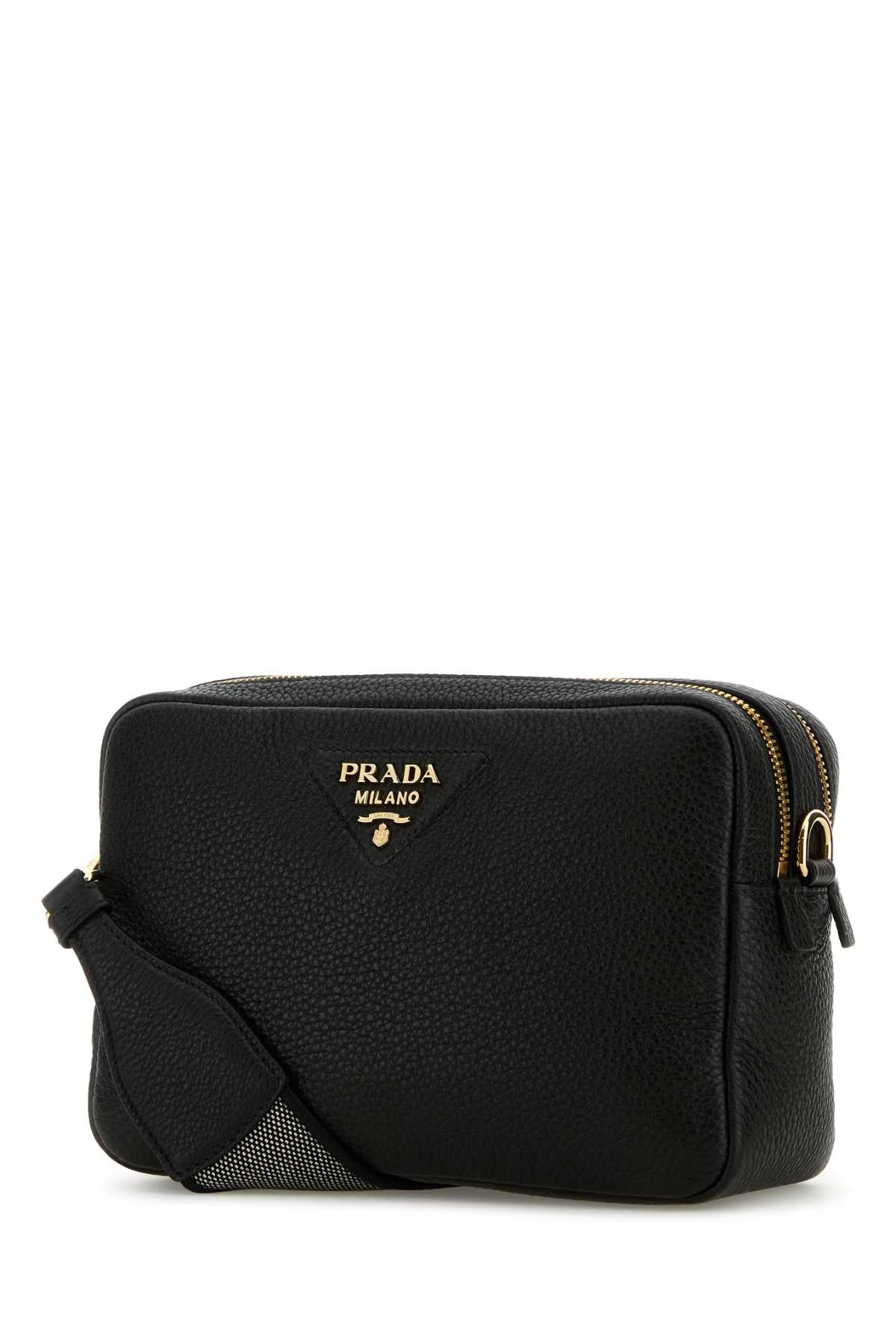 BLACK LEATHER CROSSBODY BAG Prada