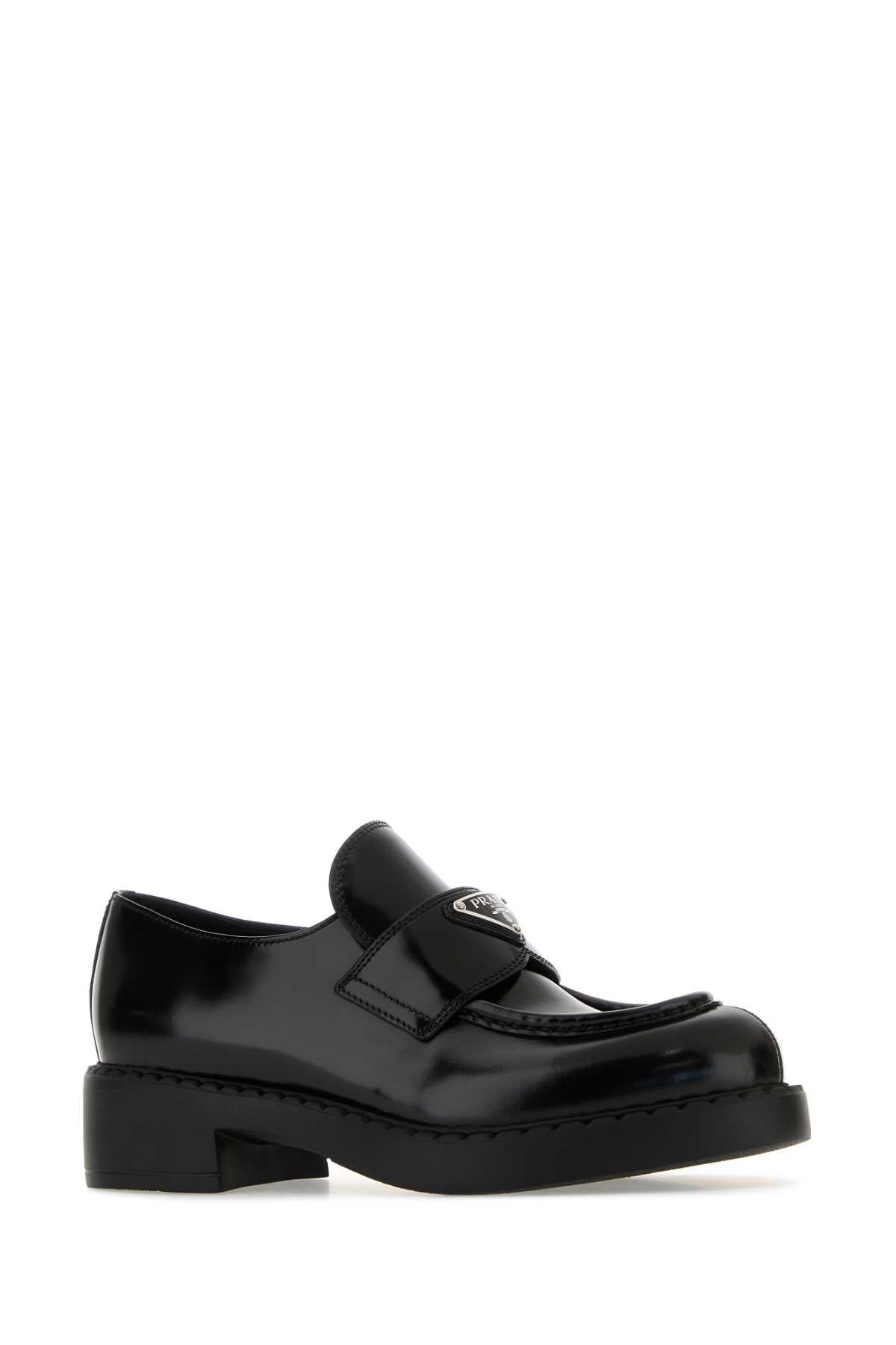 CHOCOLATE LEATHER LOAFERS Prada
