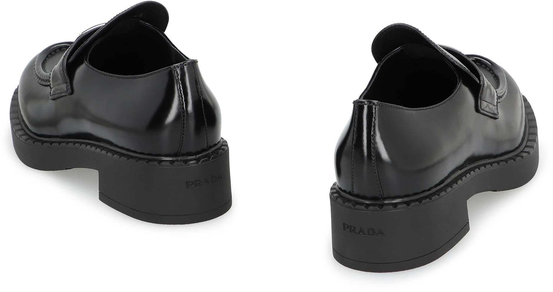 CHOCOLATE LEATHER LOAFERS Prada