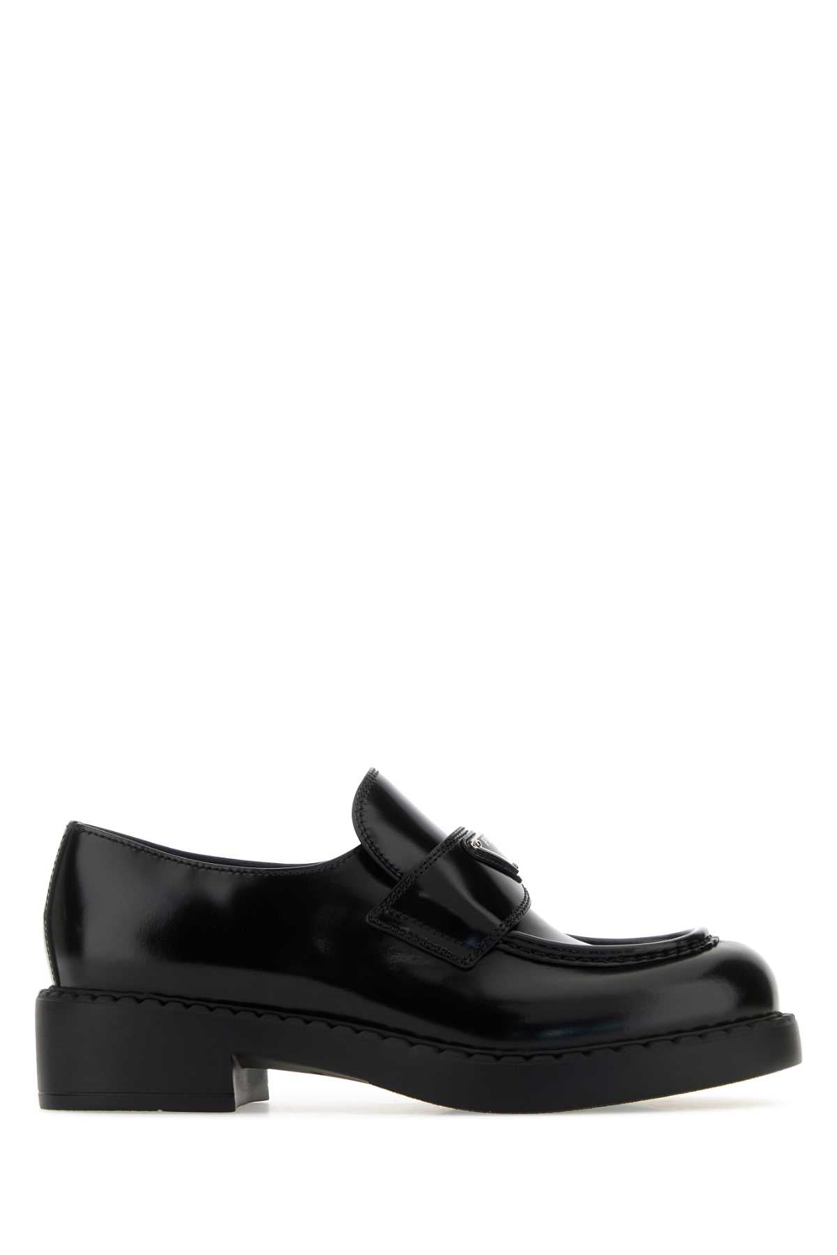 CHOCOLATE LEATHER LOAFERS Prada black 37