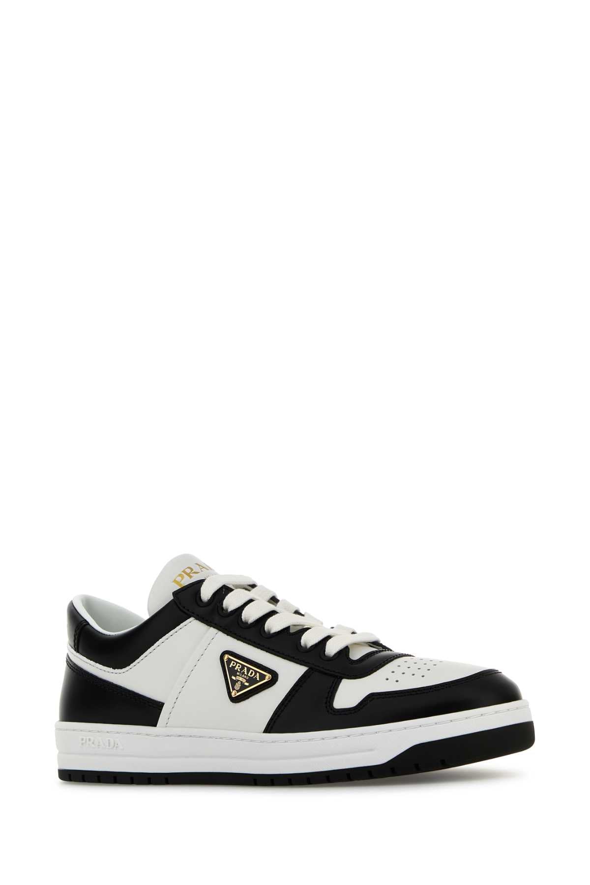 TWO-TONE LEATHER DOWNTOWN SNEAKERS Prada